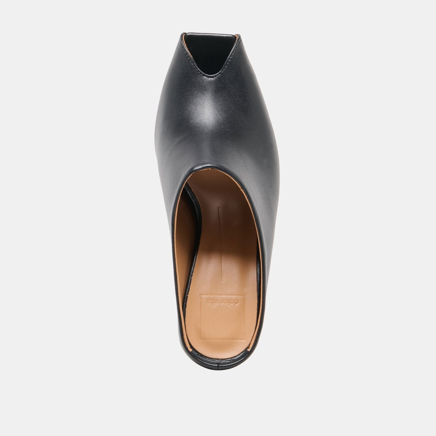 MERY Black Leather Peep-Toe Heels