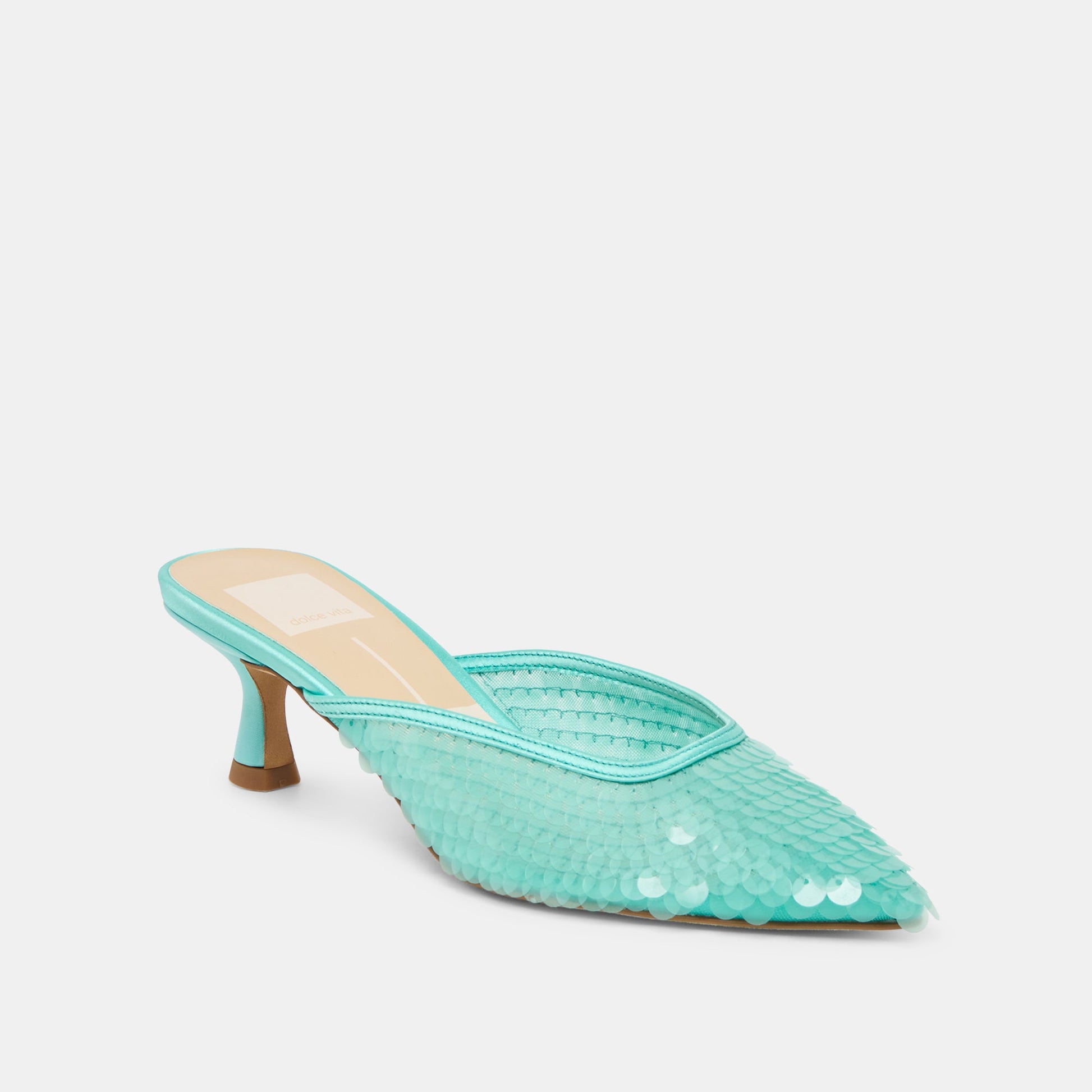 Cleo Sequin Aqua Sequin Heels