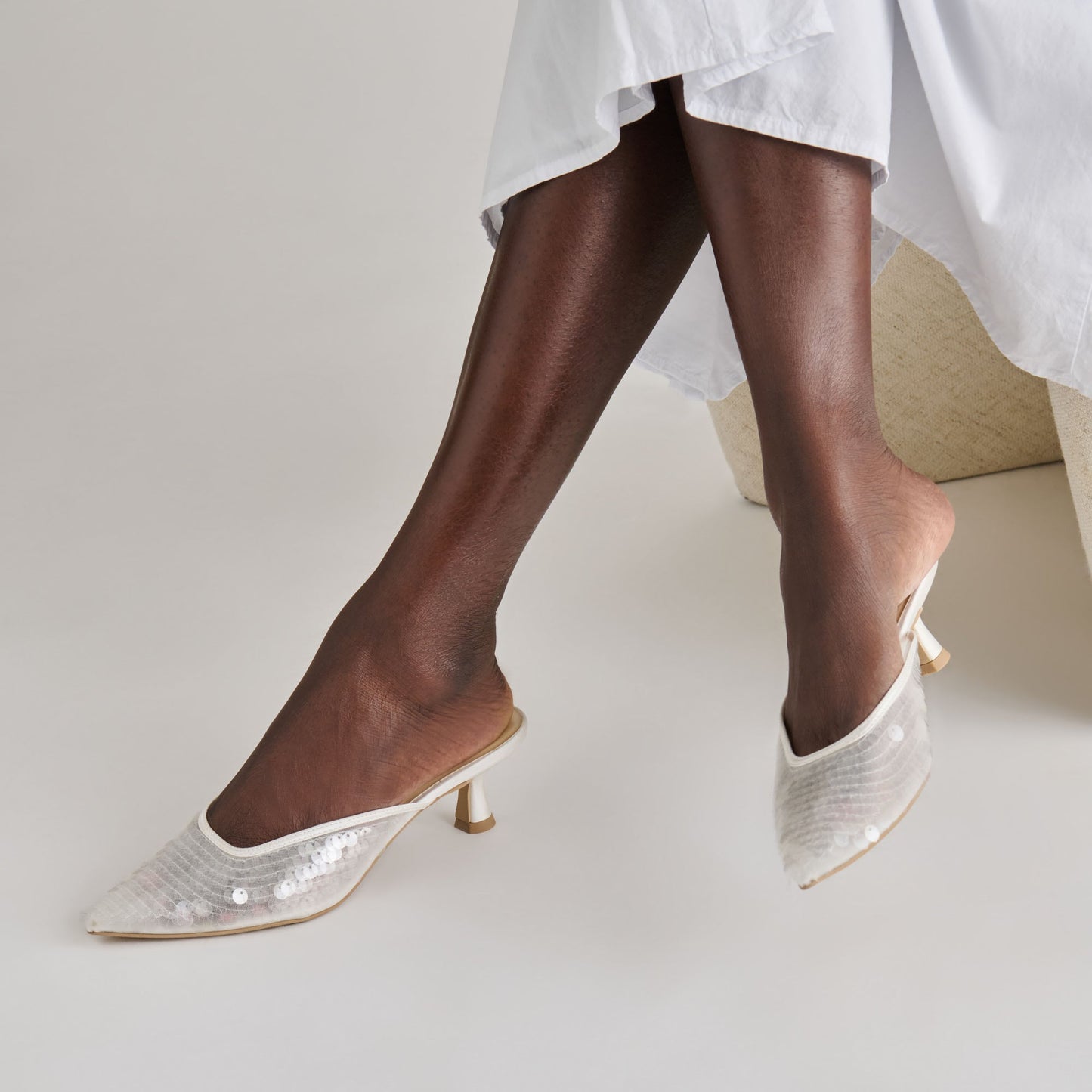 Cleo Ivory Sequin Heels