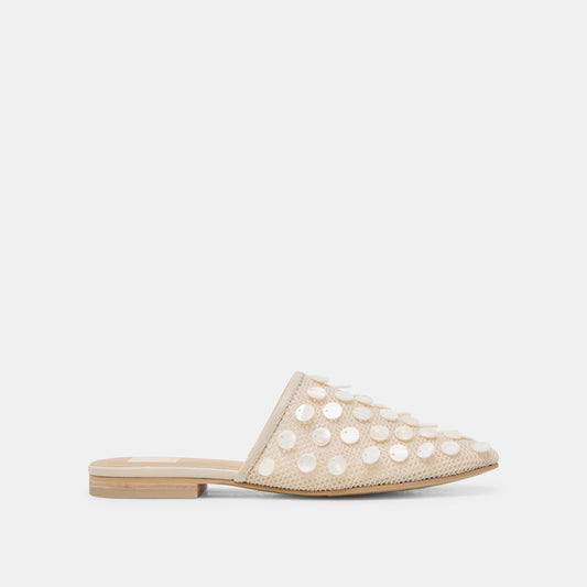 Rova Bead Ivory Disc Mesh Flats