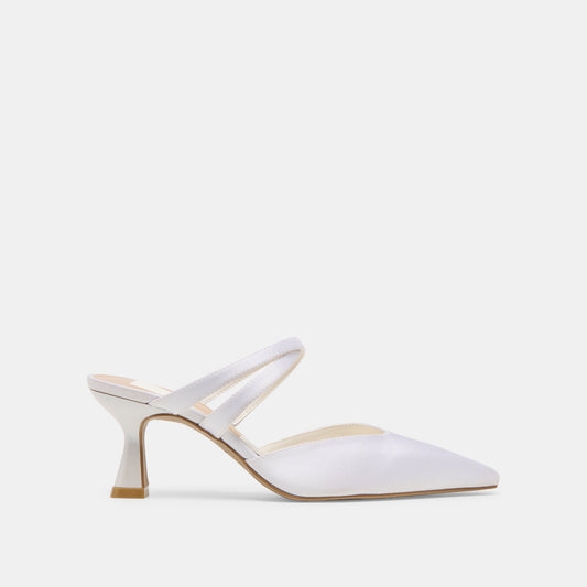 Linore True White Satin Heels