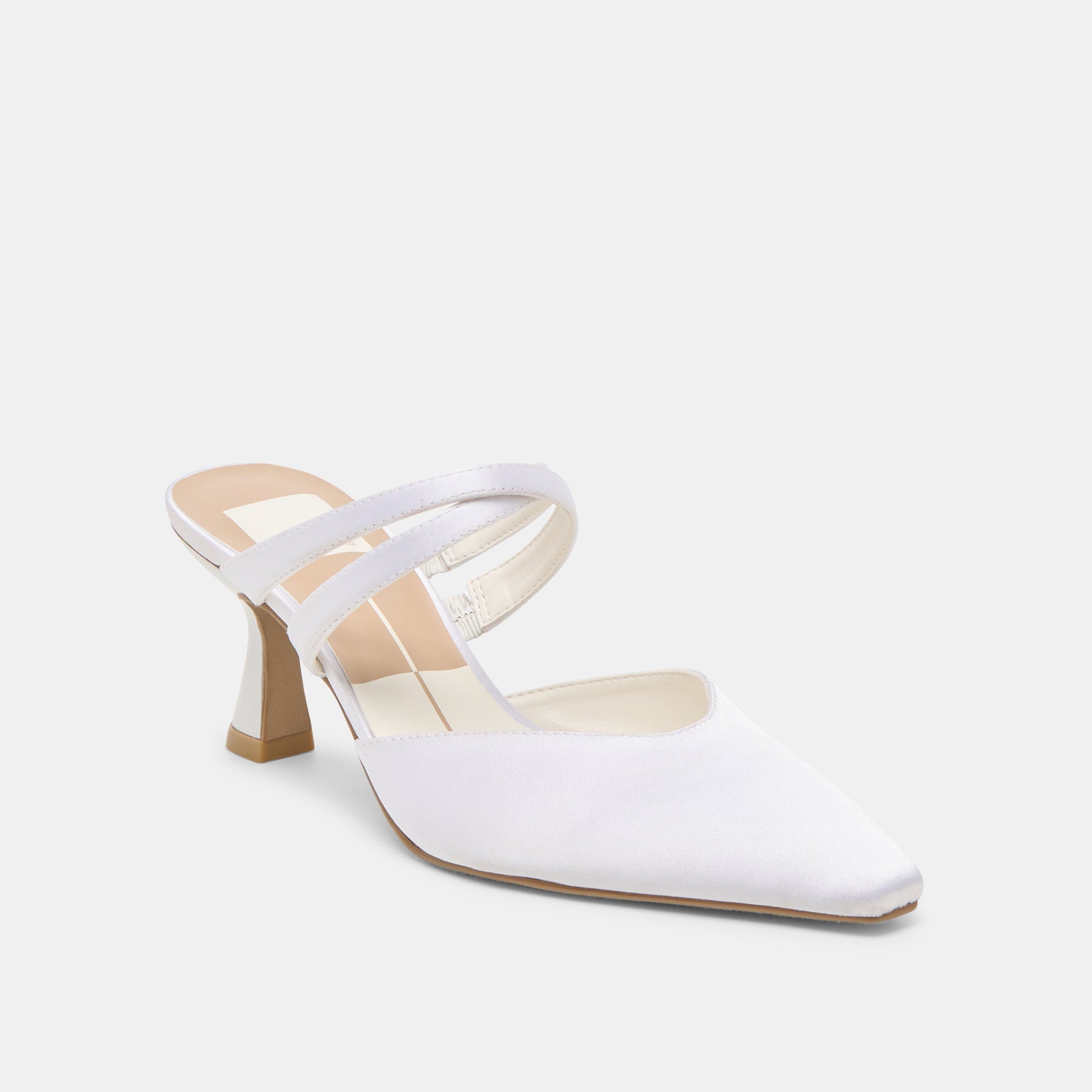 Linore True White Satin Heels