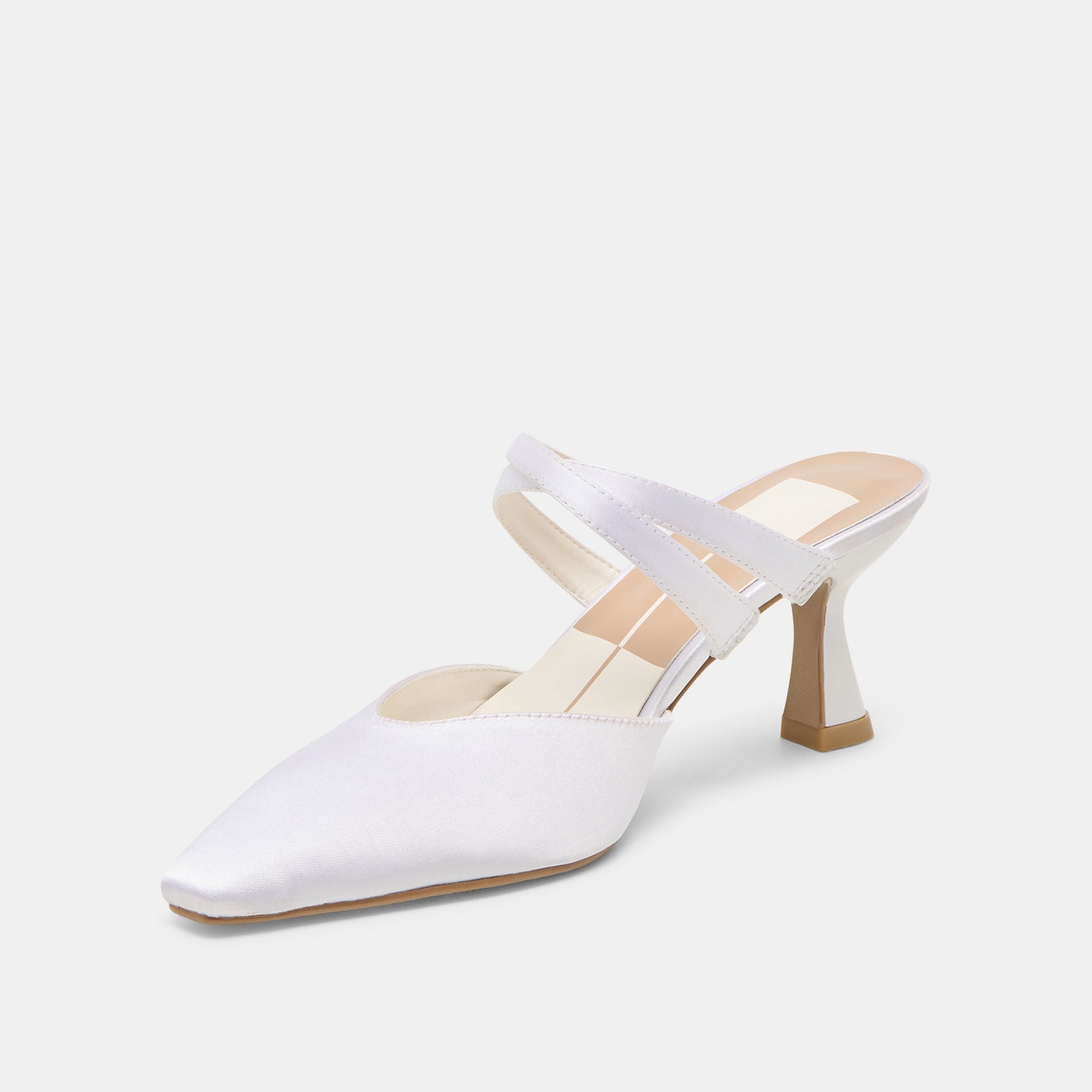 Linore True White Satin Heels