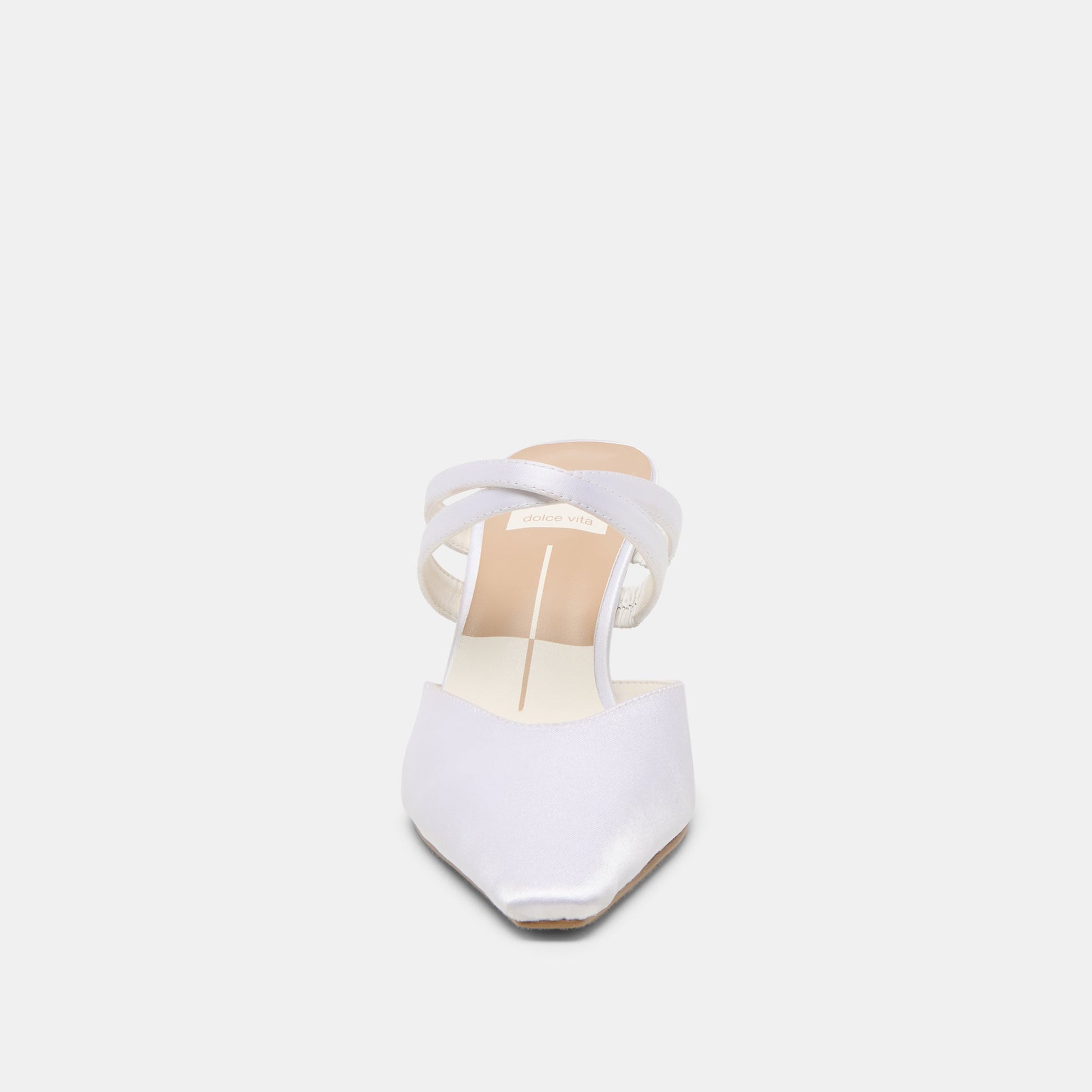 Linore True White Satin Heels