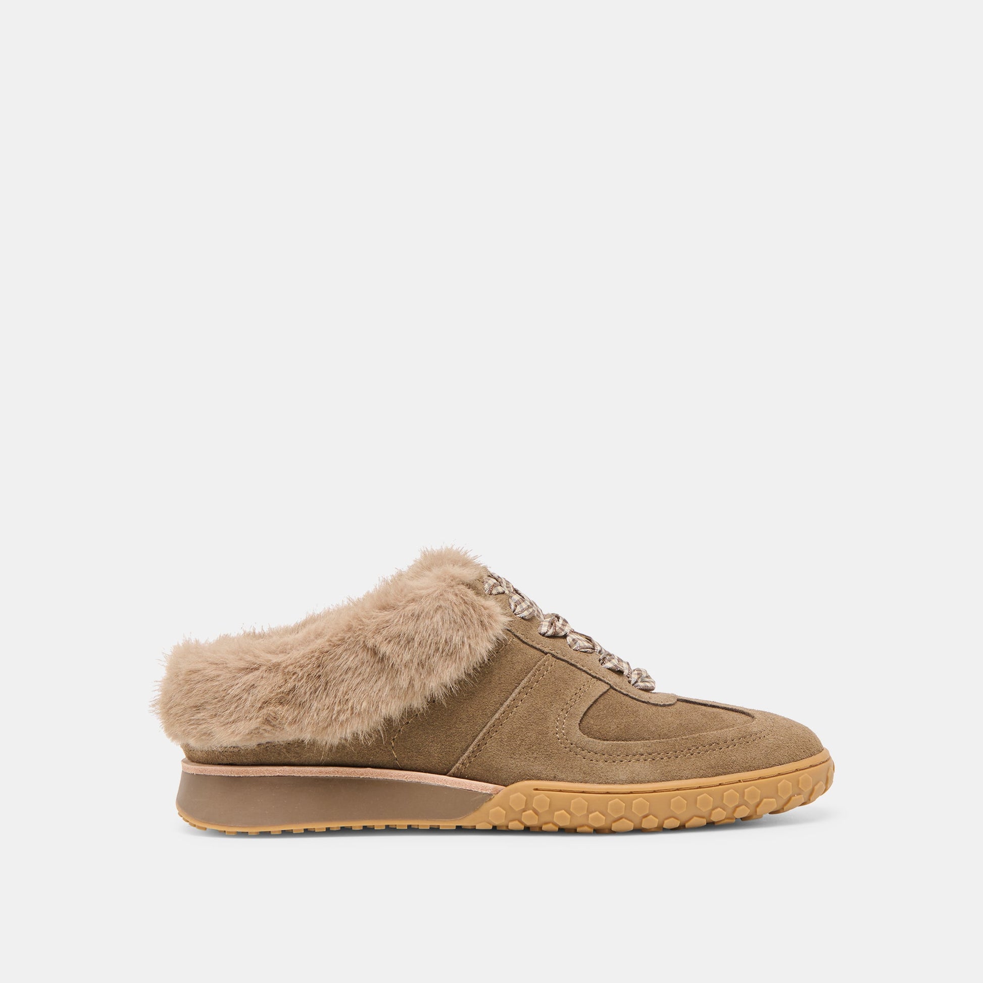 Izzey Plush Olive Suede Sneakers