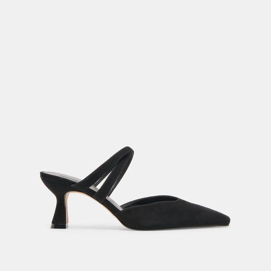 Linore Onyx Suede Heels