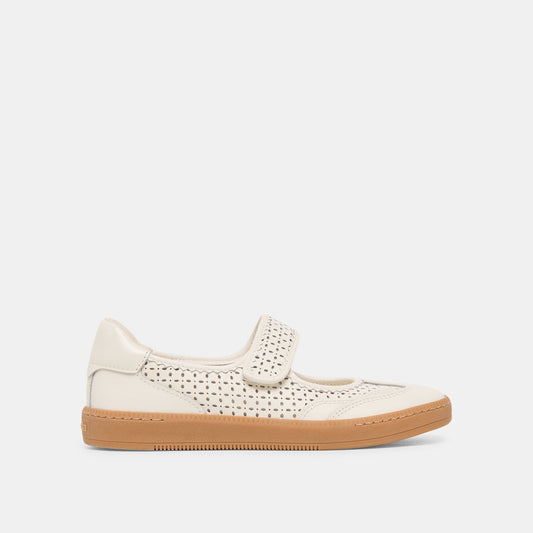 Nanet White Perforated Leather Sneakers