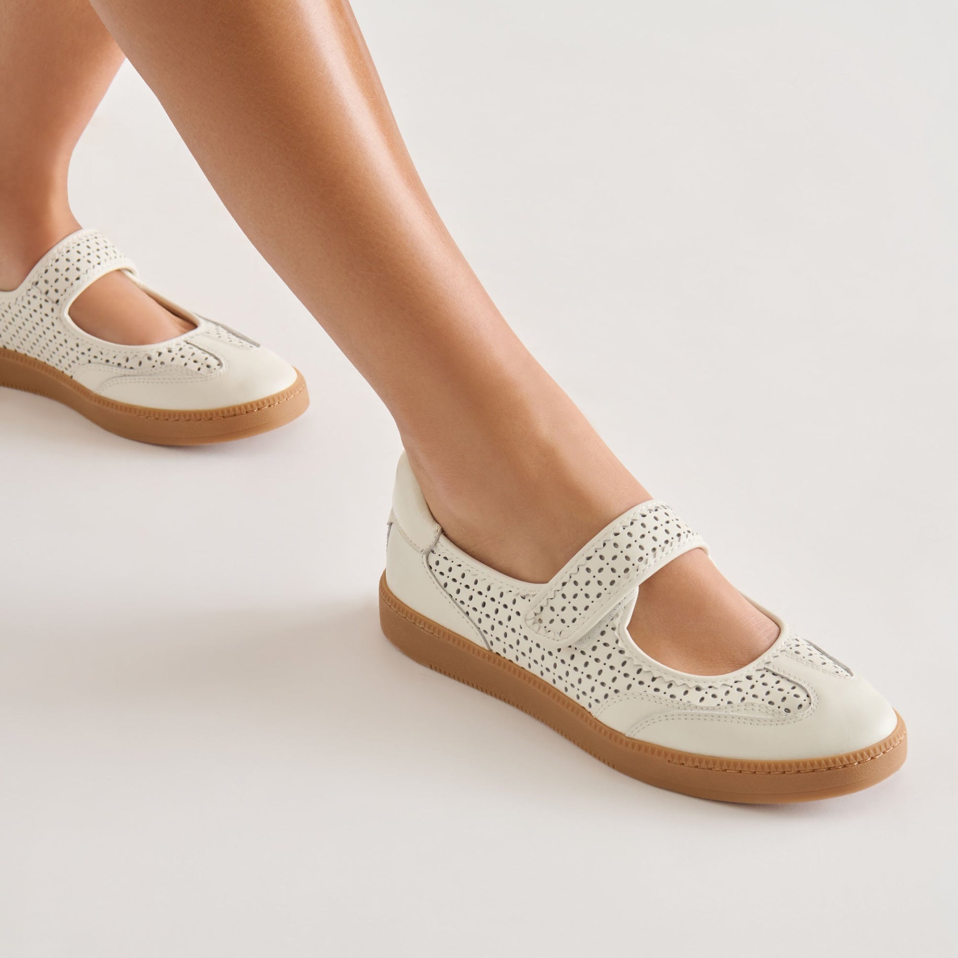 Nanet White Perforated Leather Sneakers