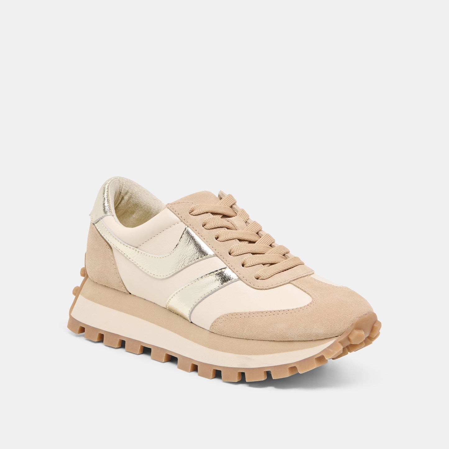 TRESA White Gold Suede Platform Sneakers