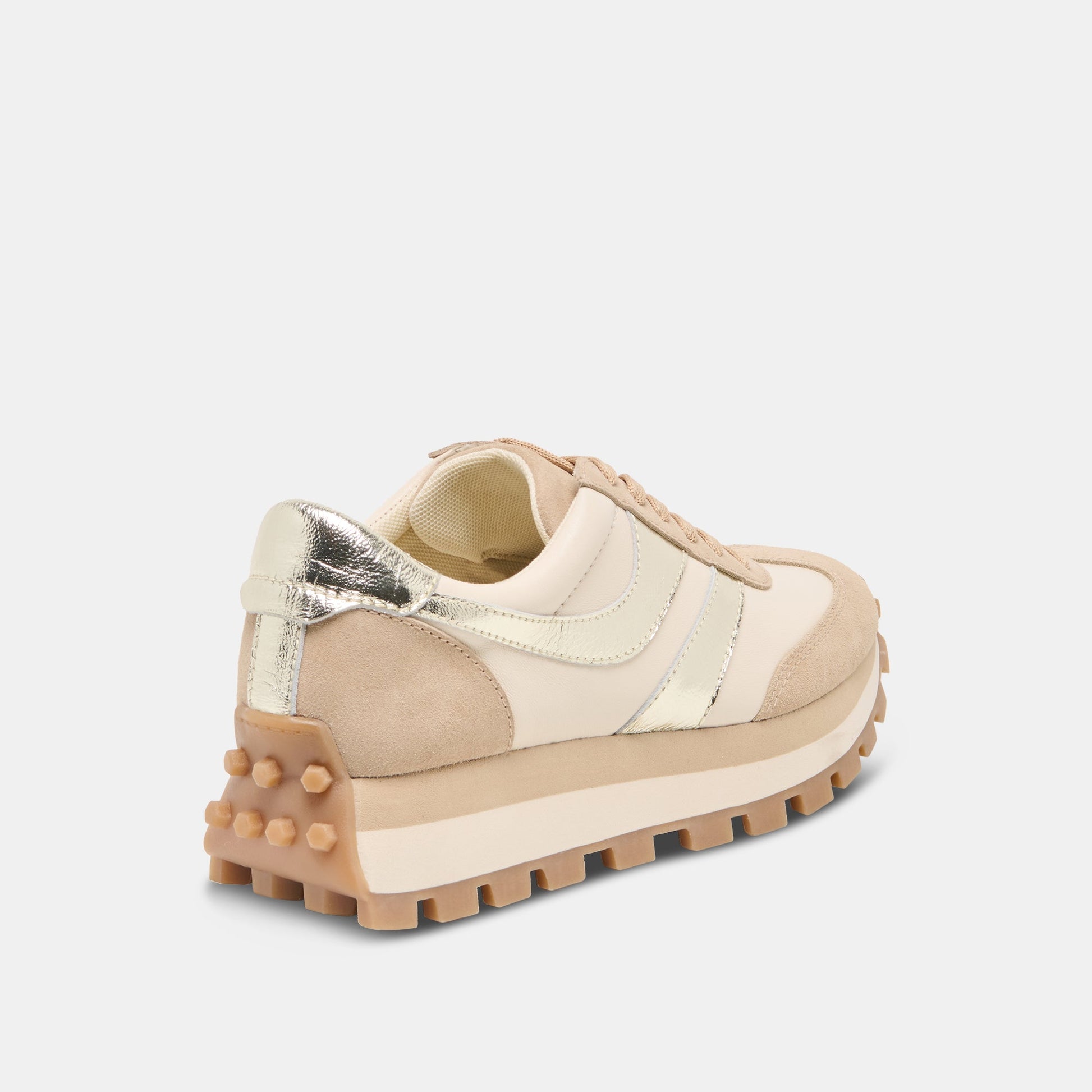 TRESA White Gold Suede Platform Sneakers