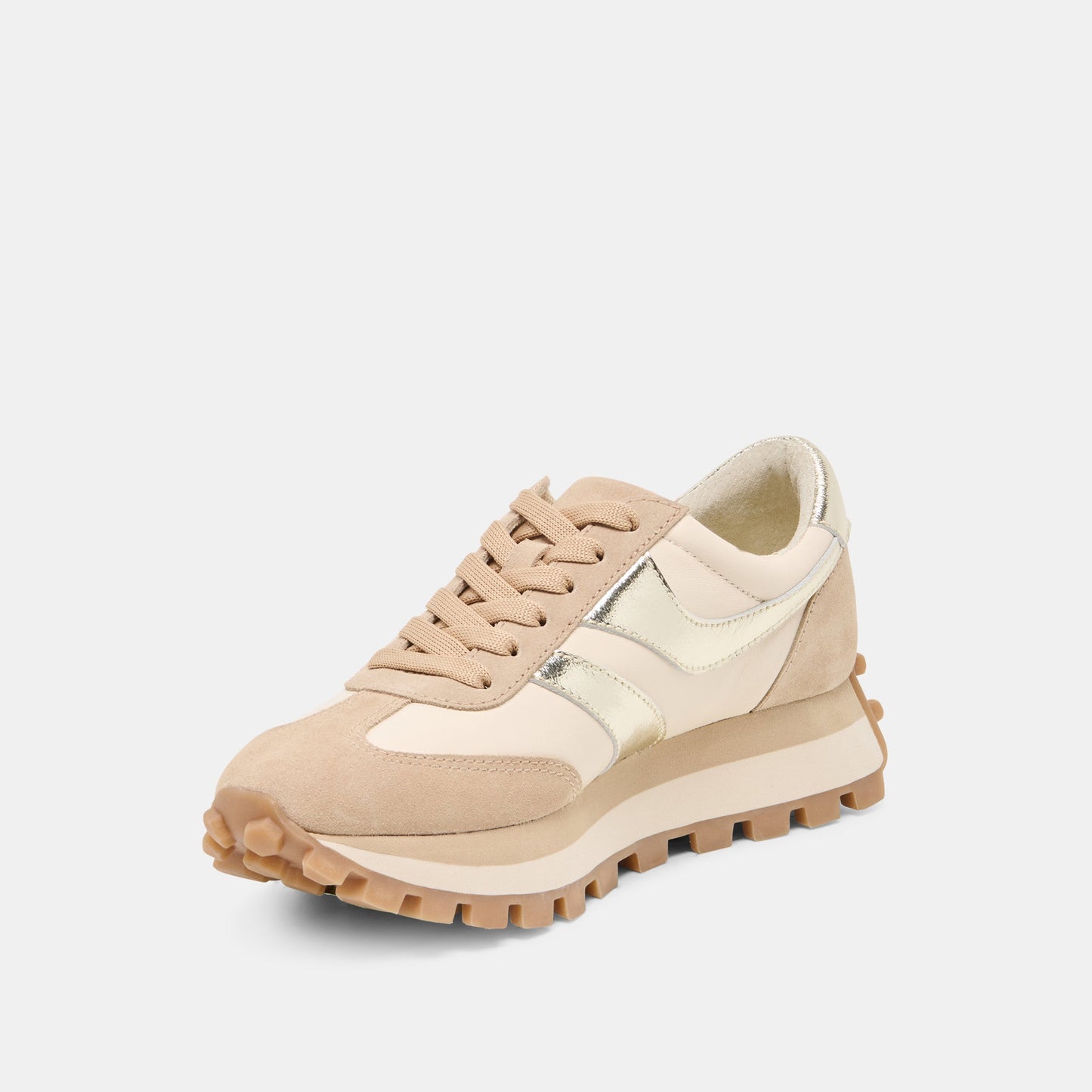 TRESA White Gold Suede Platform Sneakers