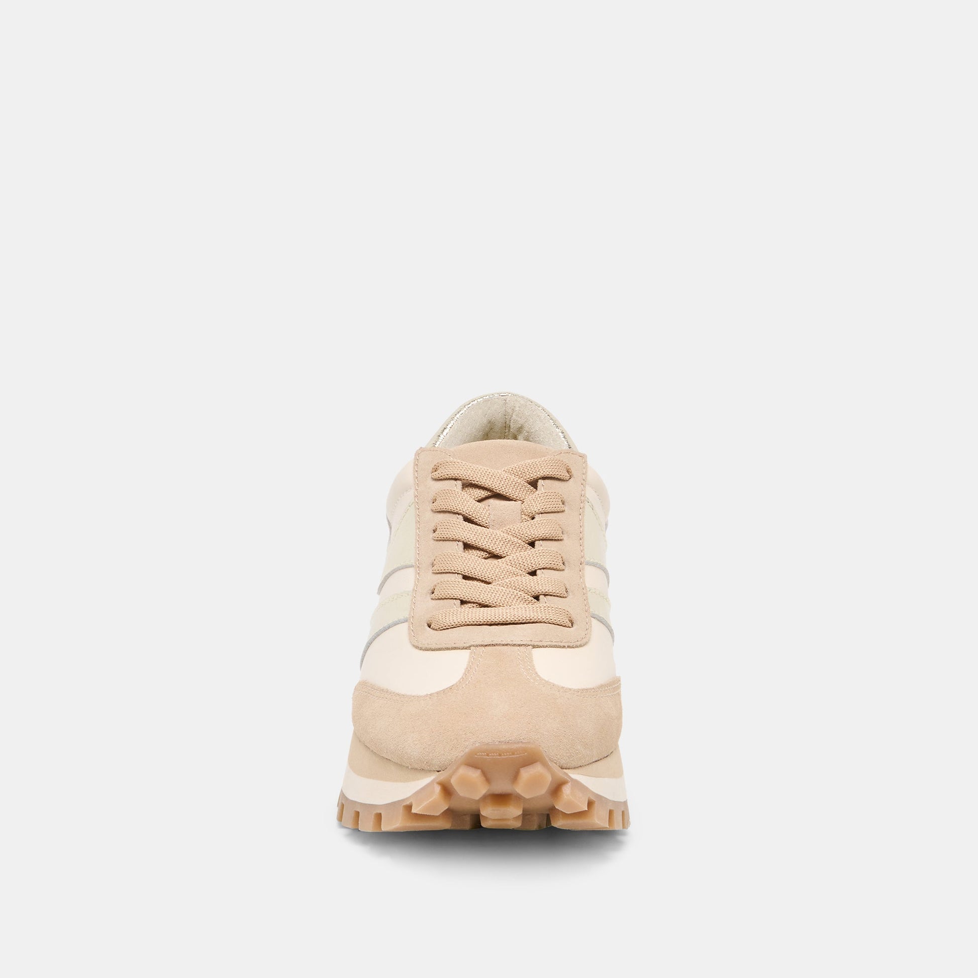 TRESA White Gold Suede Platform Sneakers