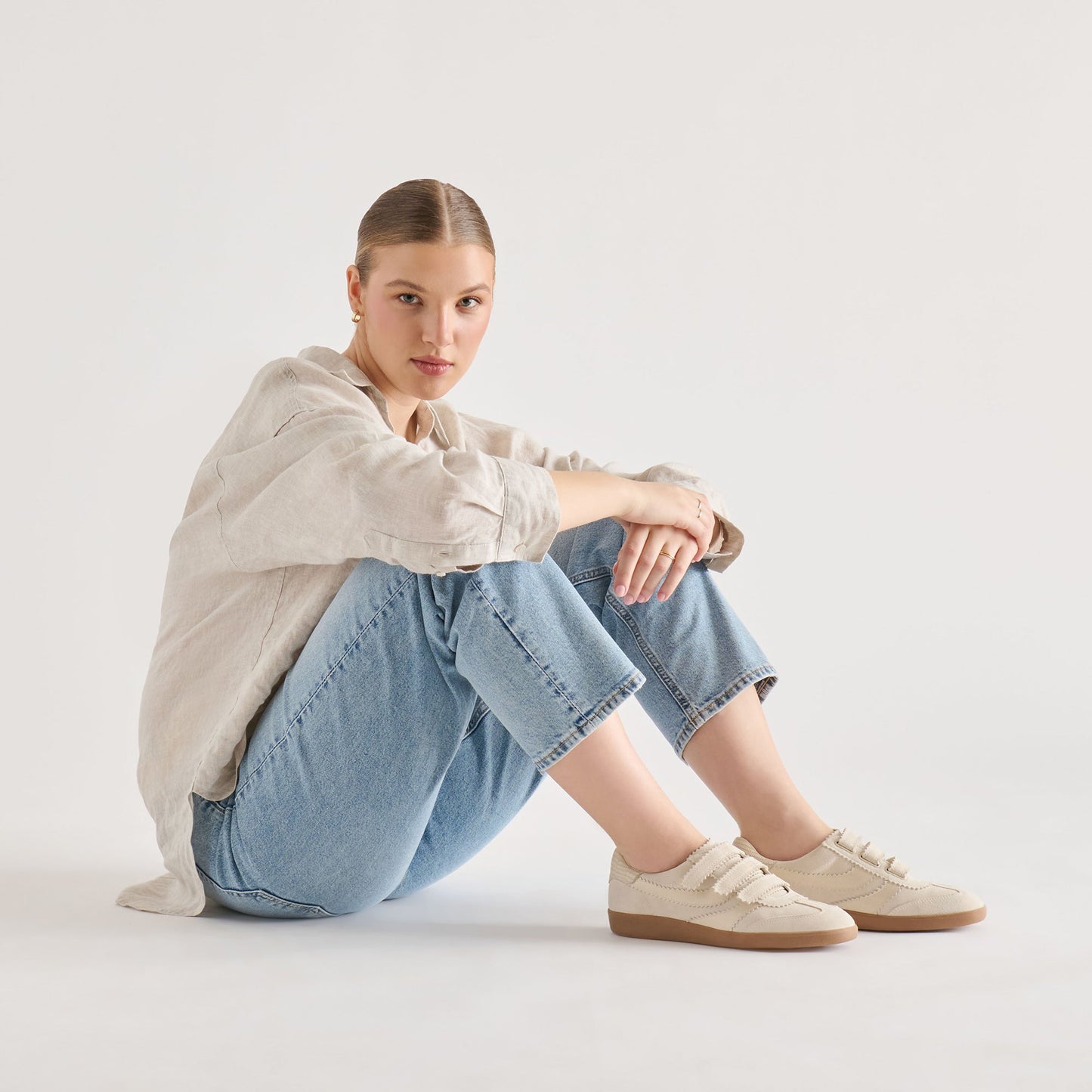 Merit Velcro Ivory Leather Sneakers