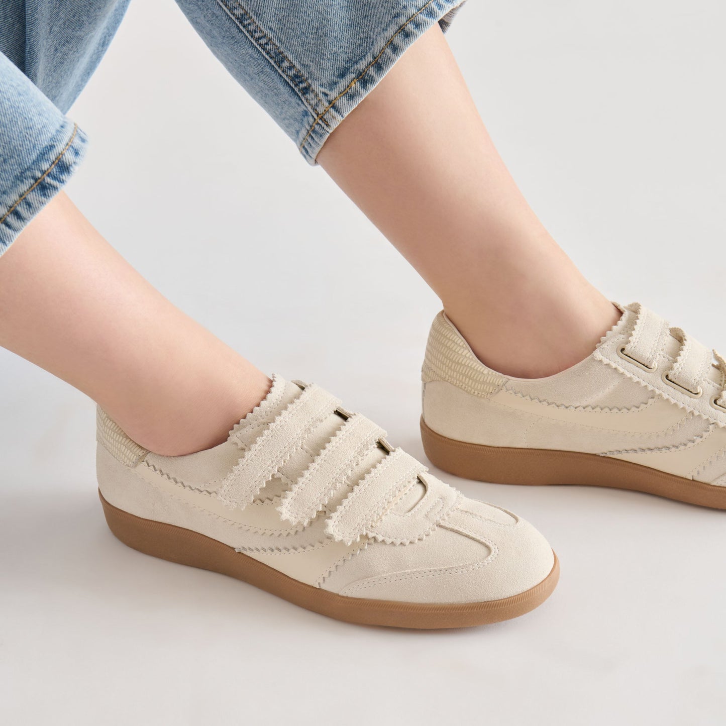 Merit Velcro Ivory Leather Sneakers