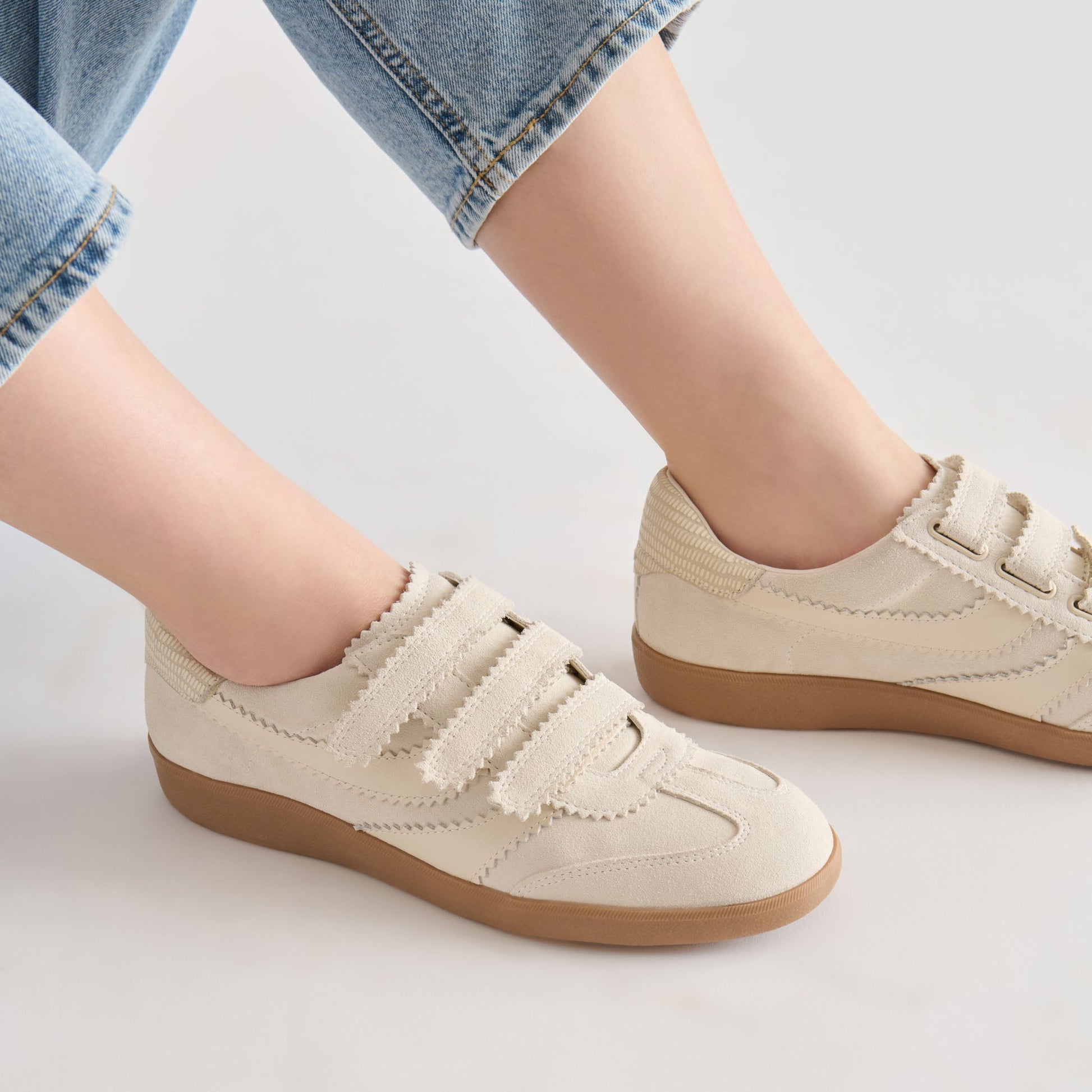 Merit Velcro Ivory Leather Sneakers
