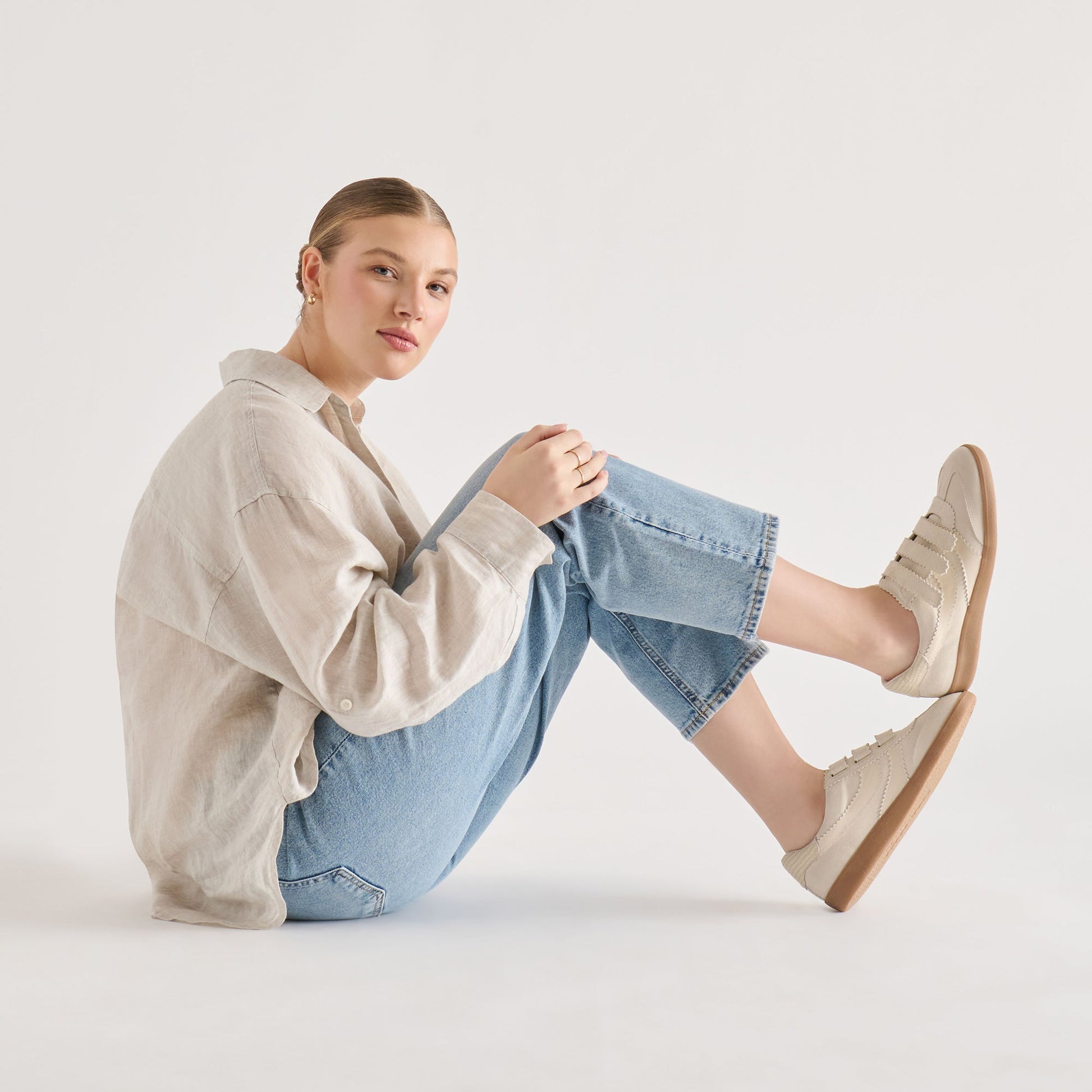 Merit Velcro Ivory Leather Sneakers