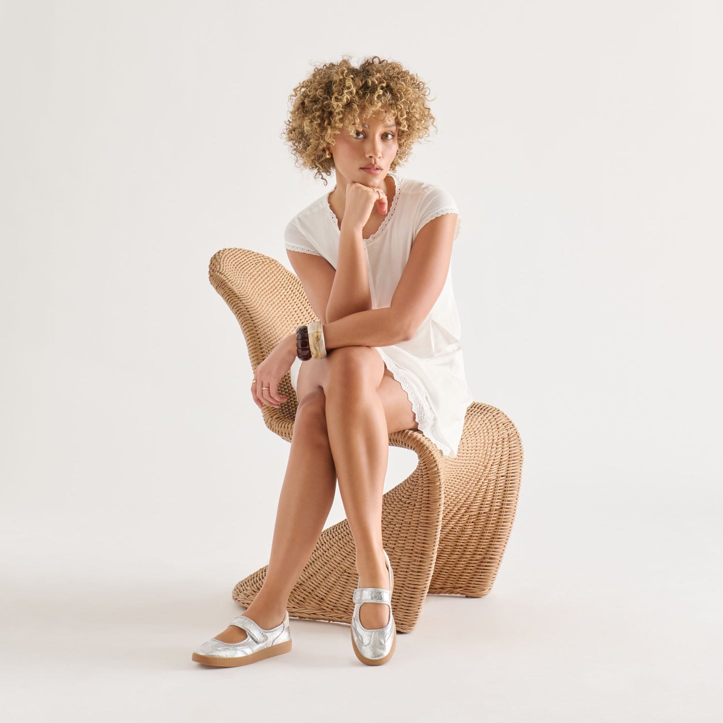 Nanet Silver Leather Sneakers