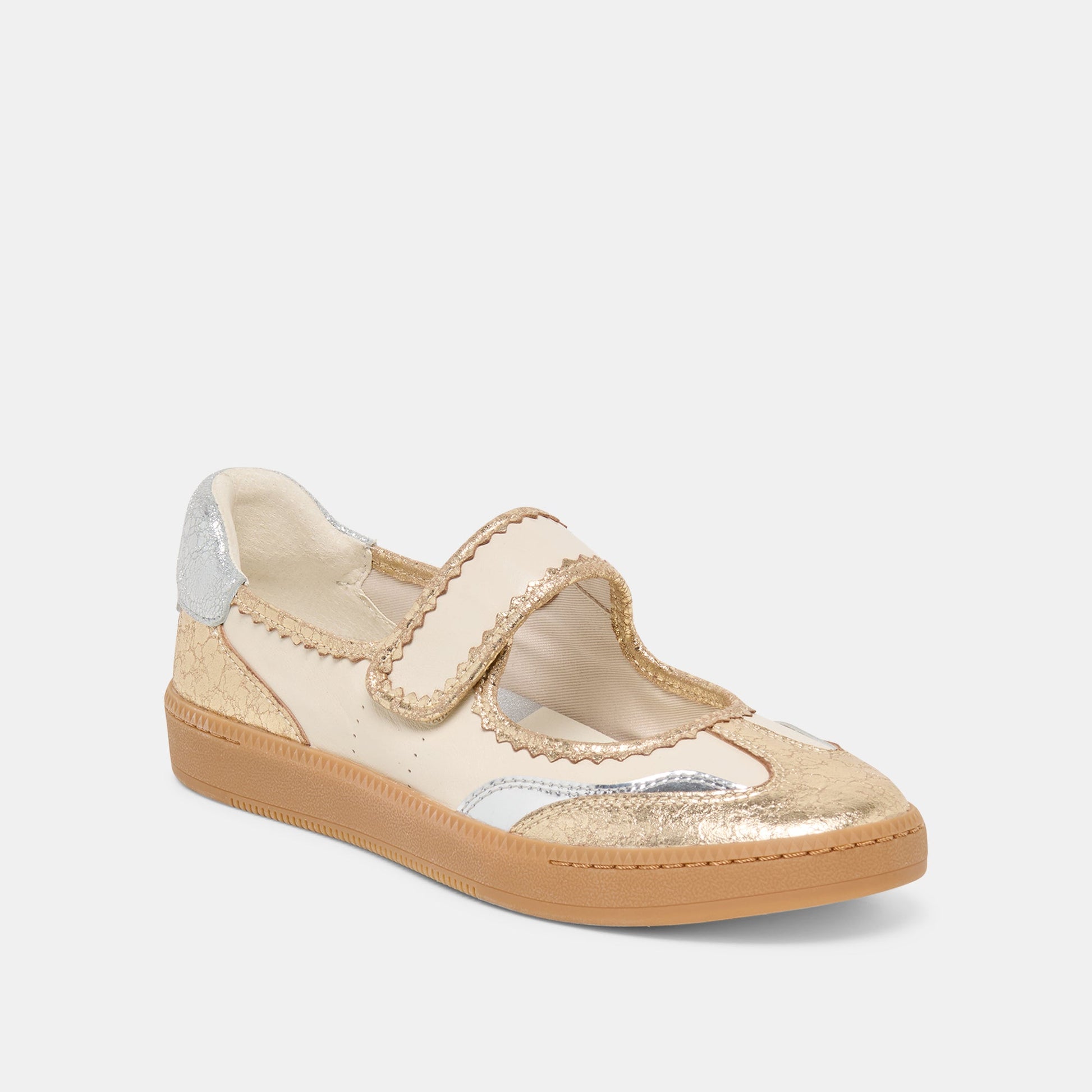 NANET Metallic Multi Leather Mary-Jane Sneakers