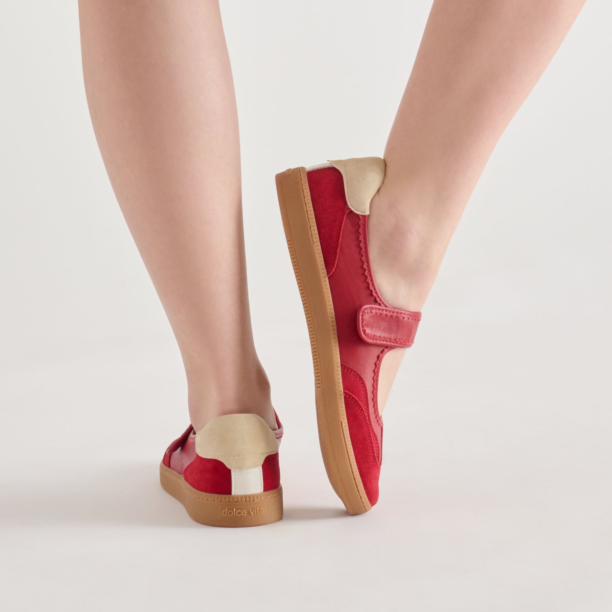 Nanet Crimson Leather Sneakers