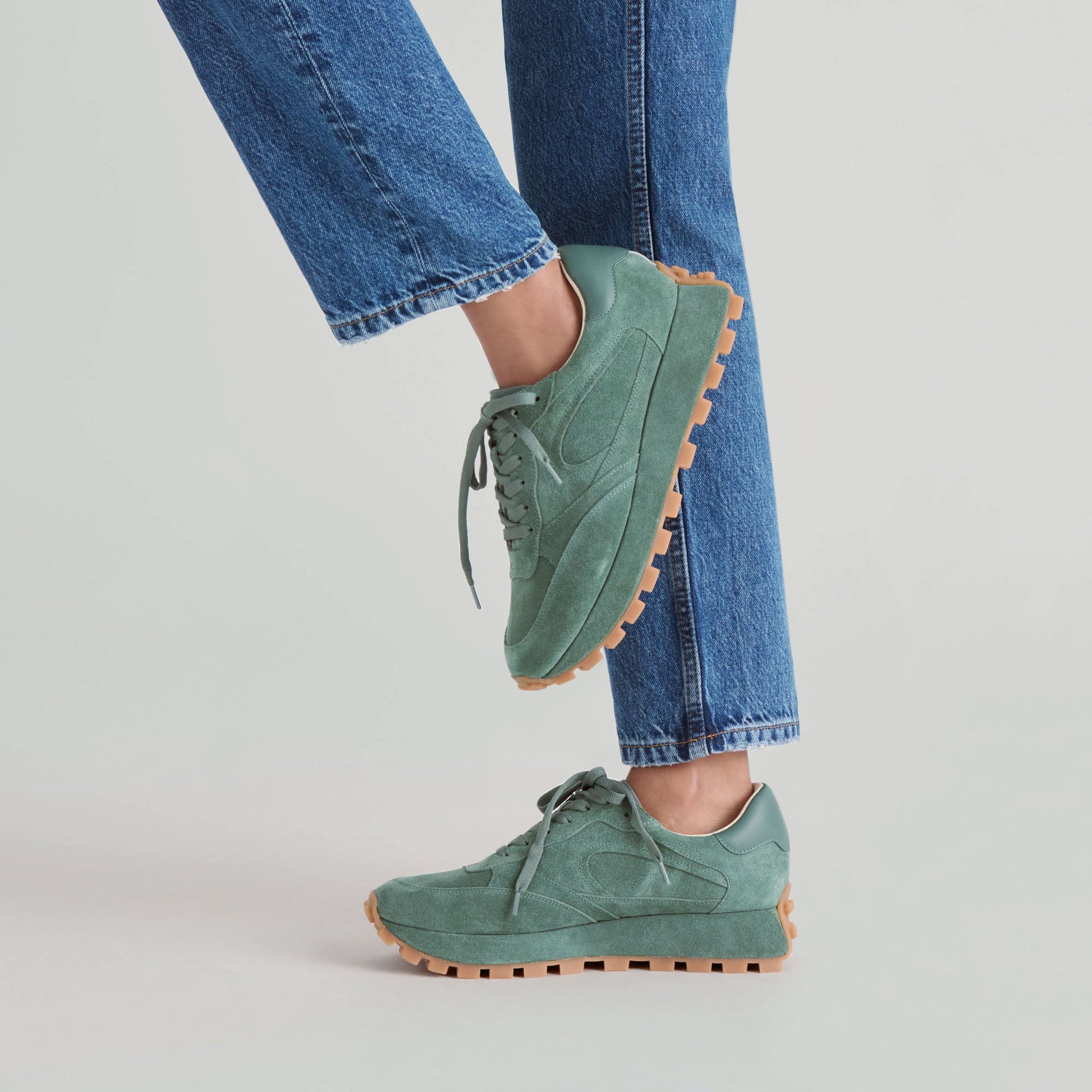 Tricia Dk Green Suede Sneakers