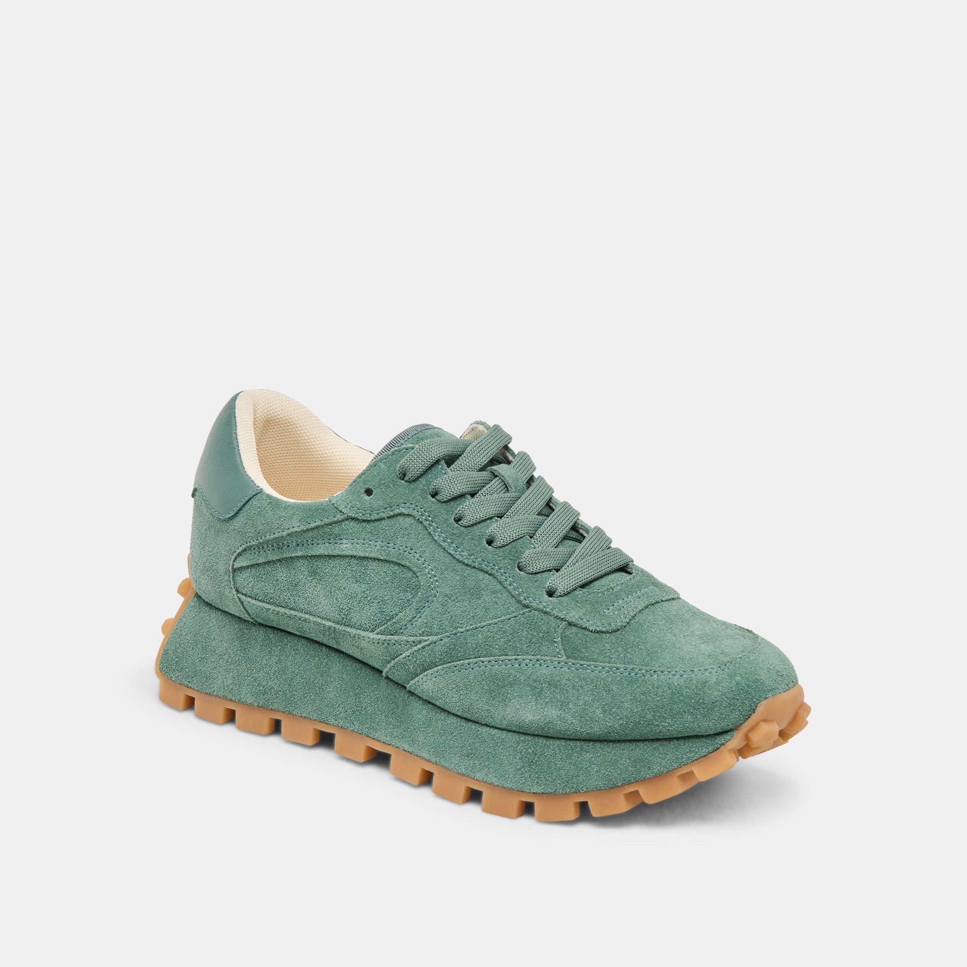 Tricia Dk Green Suede Sneakers