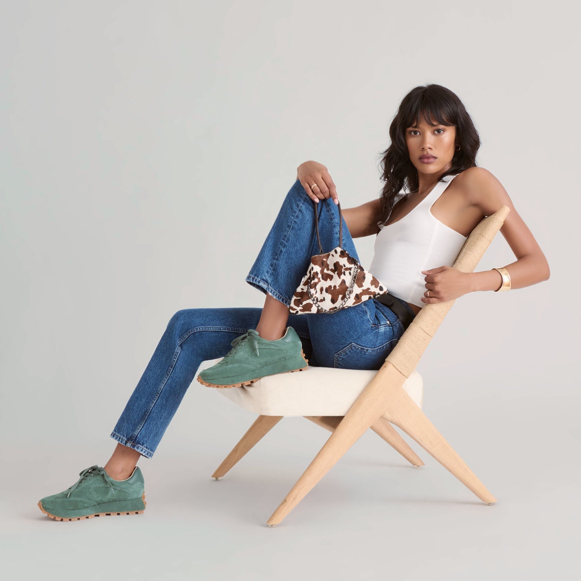 Tricia Dk Green Suede Sneakers