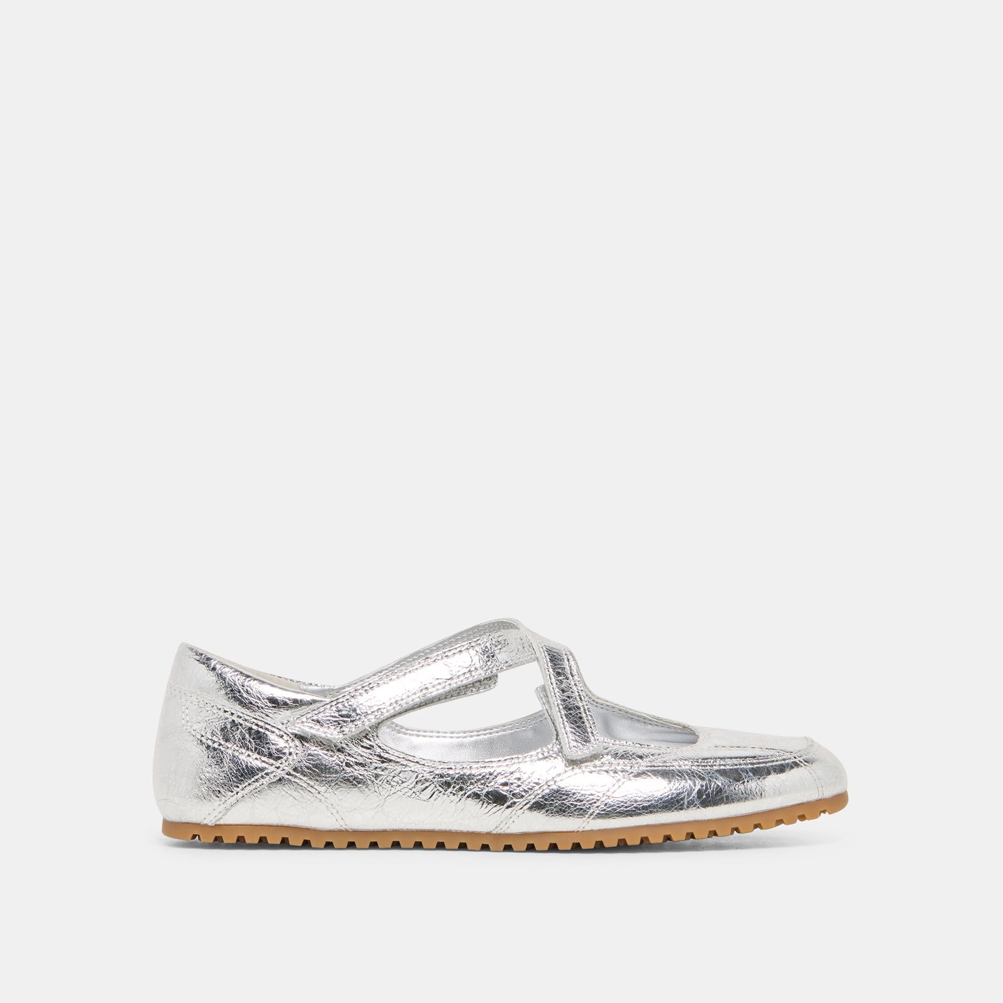 YONO Silver Distressed Leather Ballet Sneaker Flats