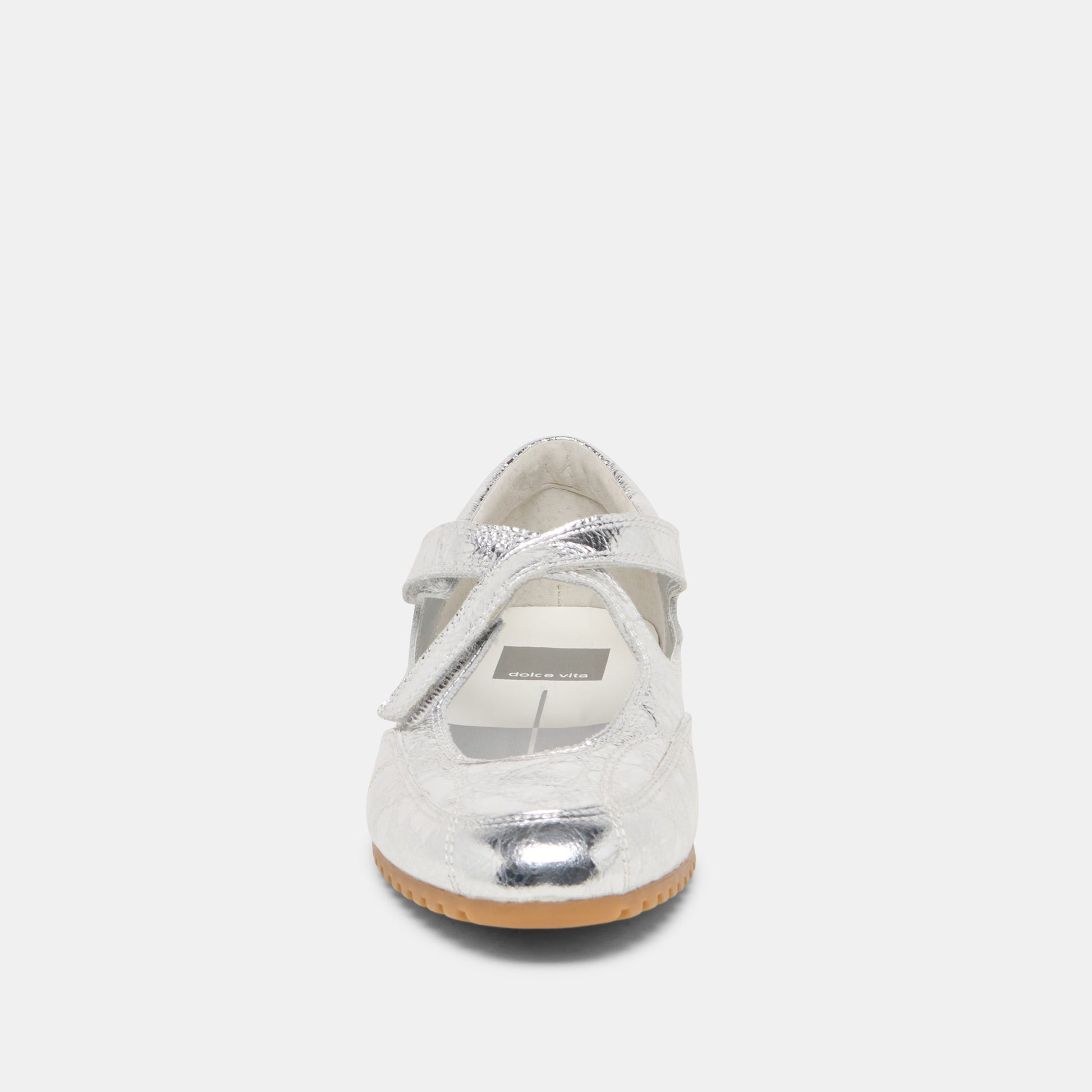 YONO Silver Distressed Leather Ballet Sneaker Flats