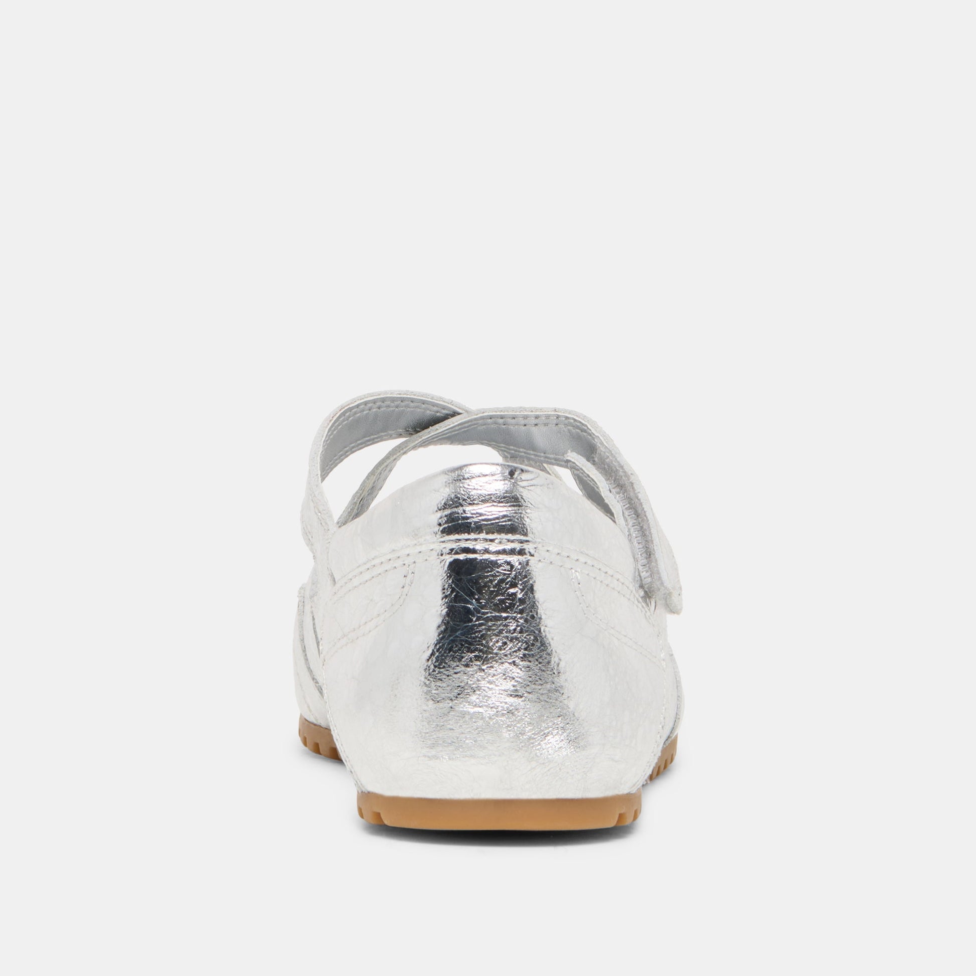 YONO Silver Distressed Leather Ballet Sneaker Flats