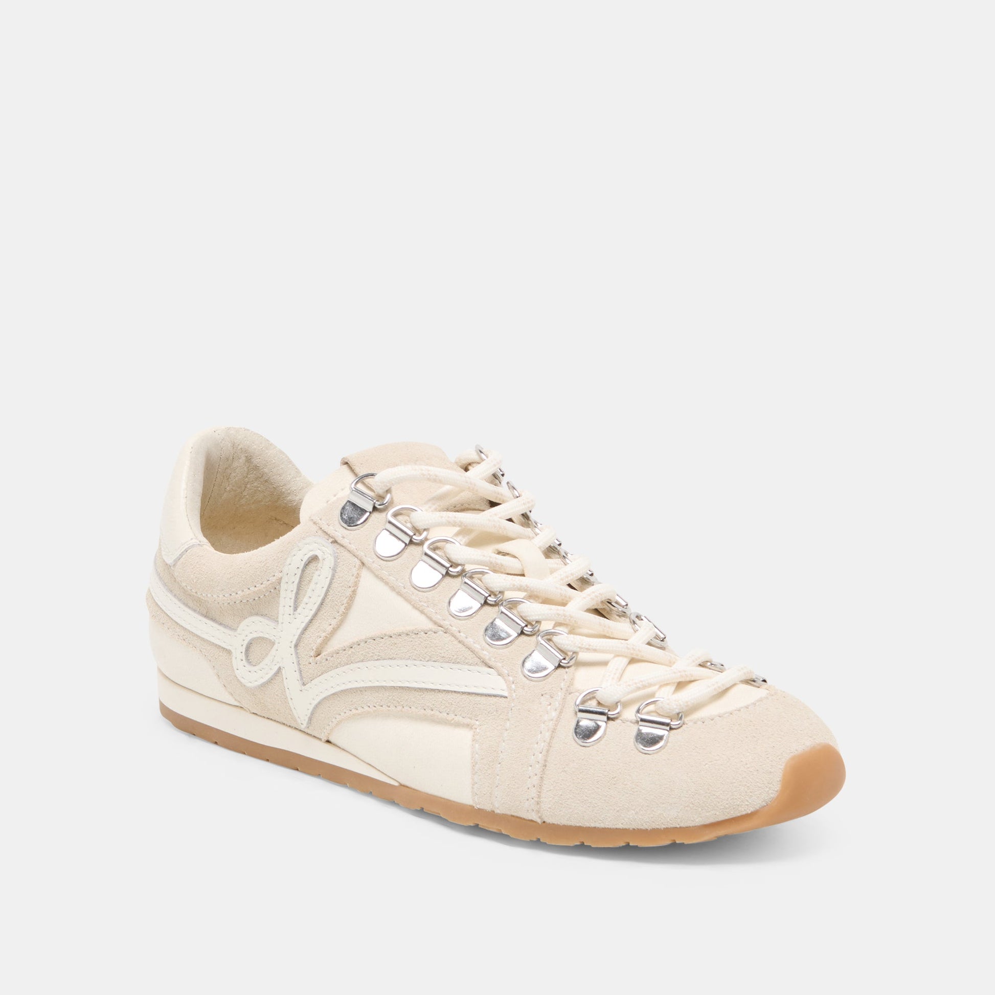 DEACON Ivory Suede Lace-Up Sneakers