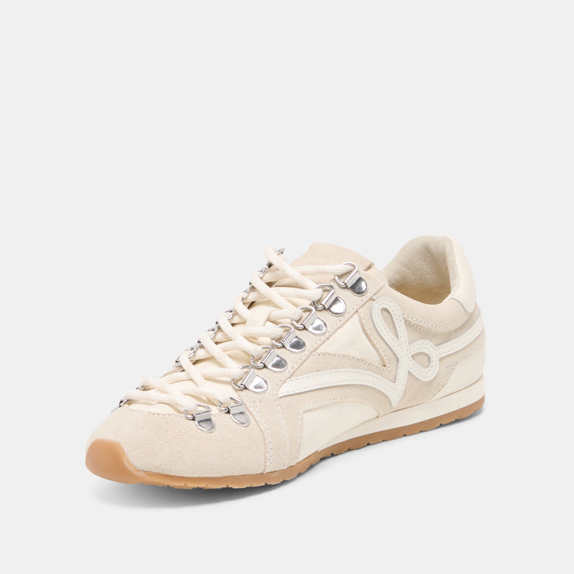 DEACON Ivory Suede Lace-Up Sneakers