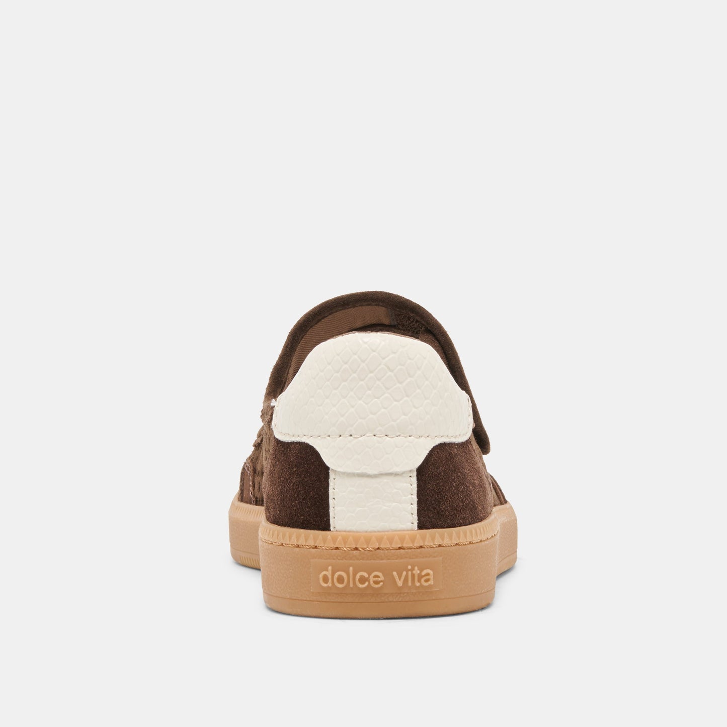 NANET Dk Brown Perforated Suede Mary-Jane Ballet Sneakers