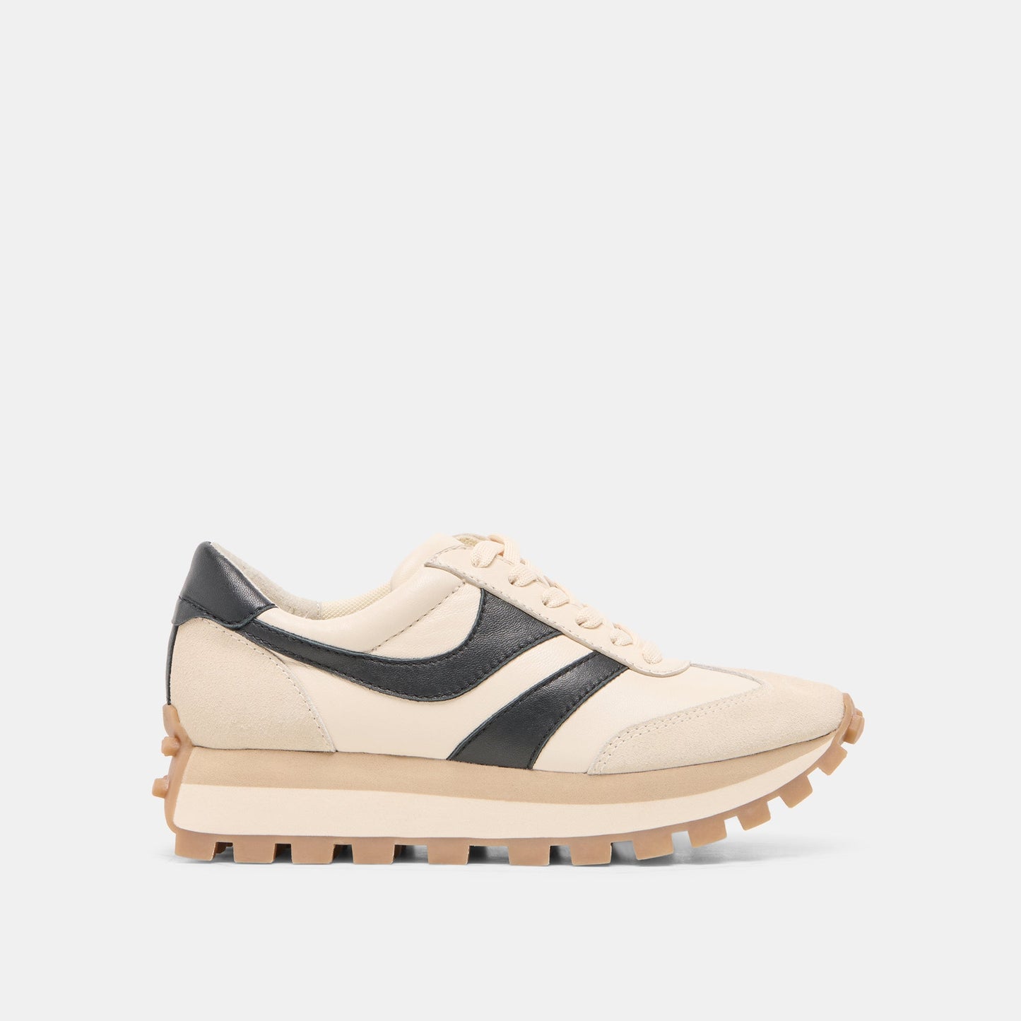 TRESA White Black Leather Platform Sneakers