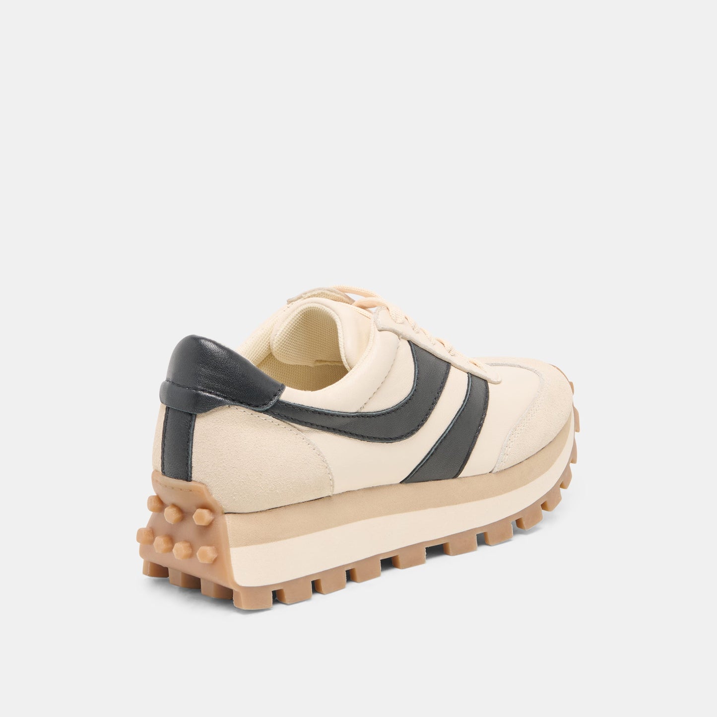 TRESA White Black Leather Platform Sneakers