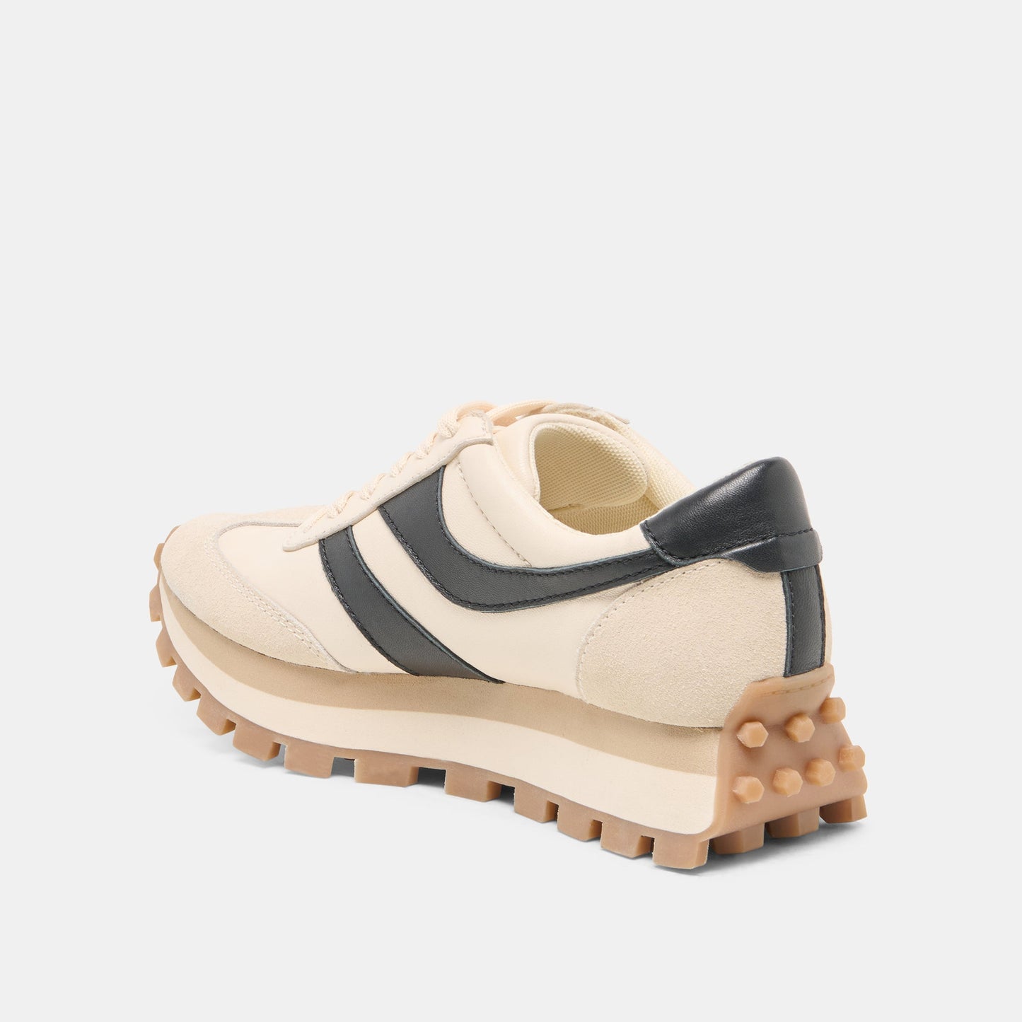 TRESA White Black Leather Platform Sneakers