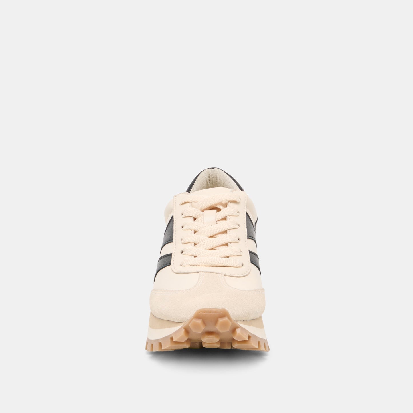 TRESA White Black Leather Platform Sneakers