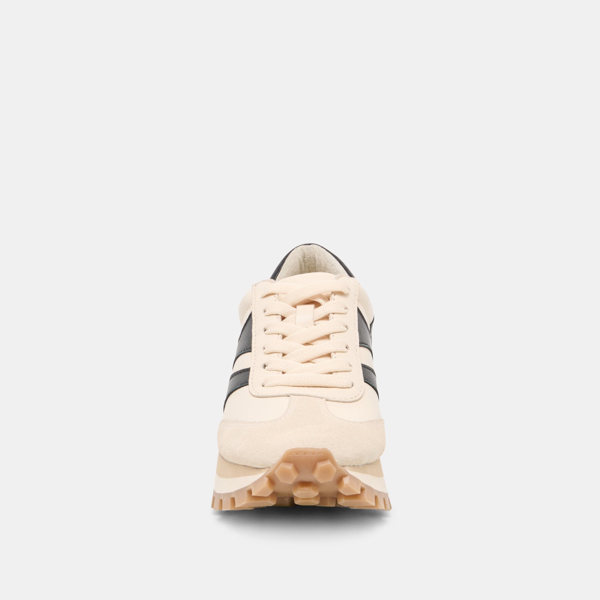TRESA White Black Leather Platform Sneakers