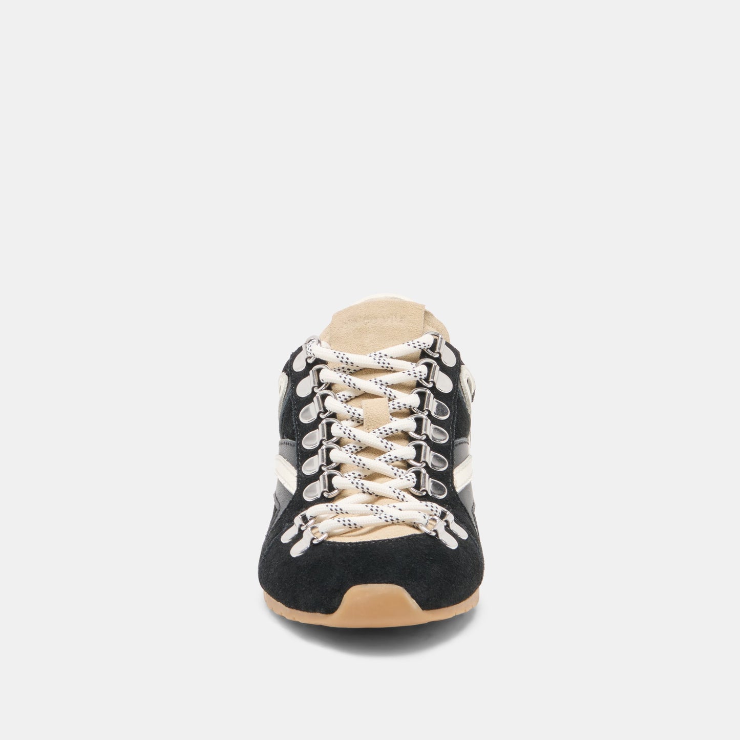 DEACON Black White Suede Lace-Up Sneakers