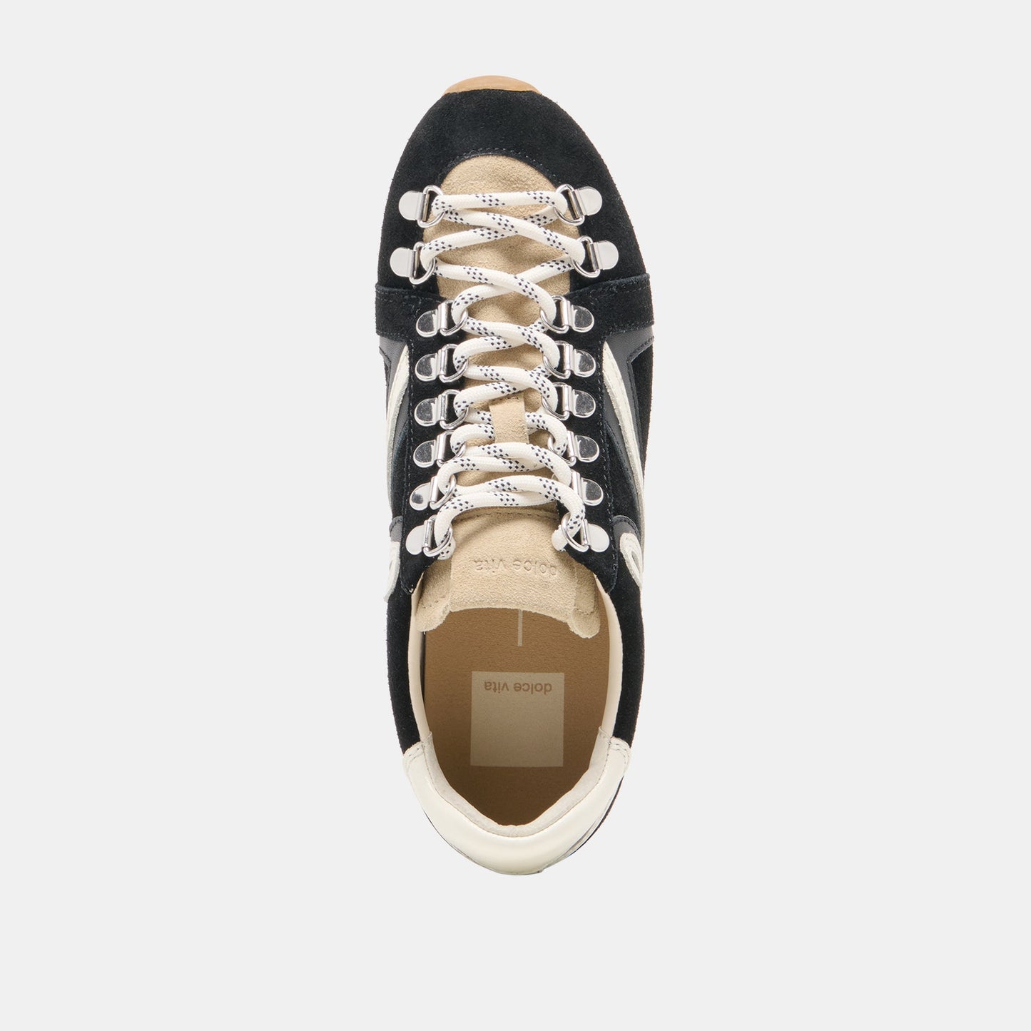 DEACON Black White Suede Lace-Up Sneakers