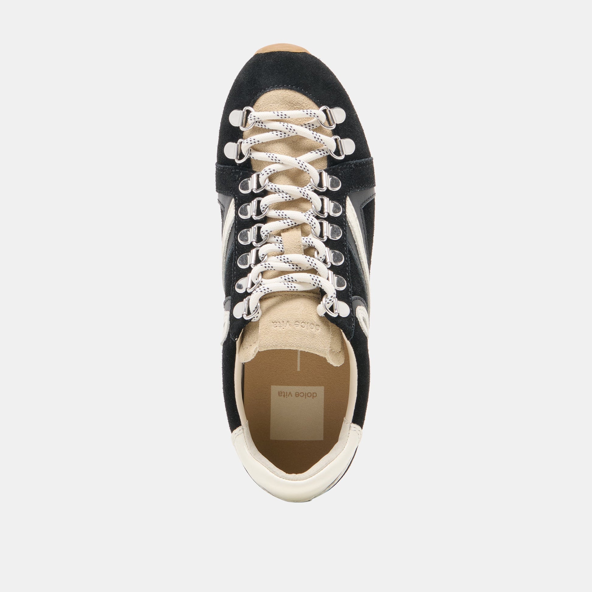 DEACON Black White Suede Lace-Up Sneakers