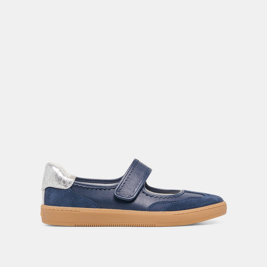 NANET Dk Navy Suede Mary-Jane Ballet Sneakers