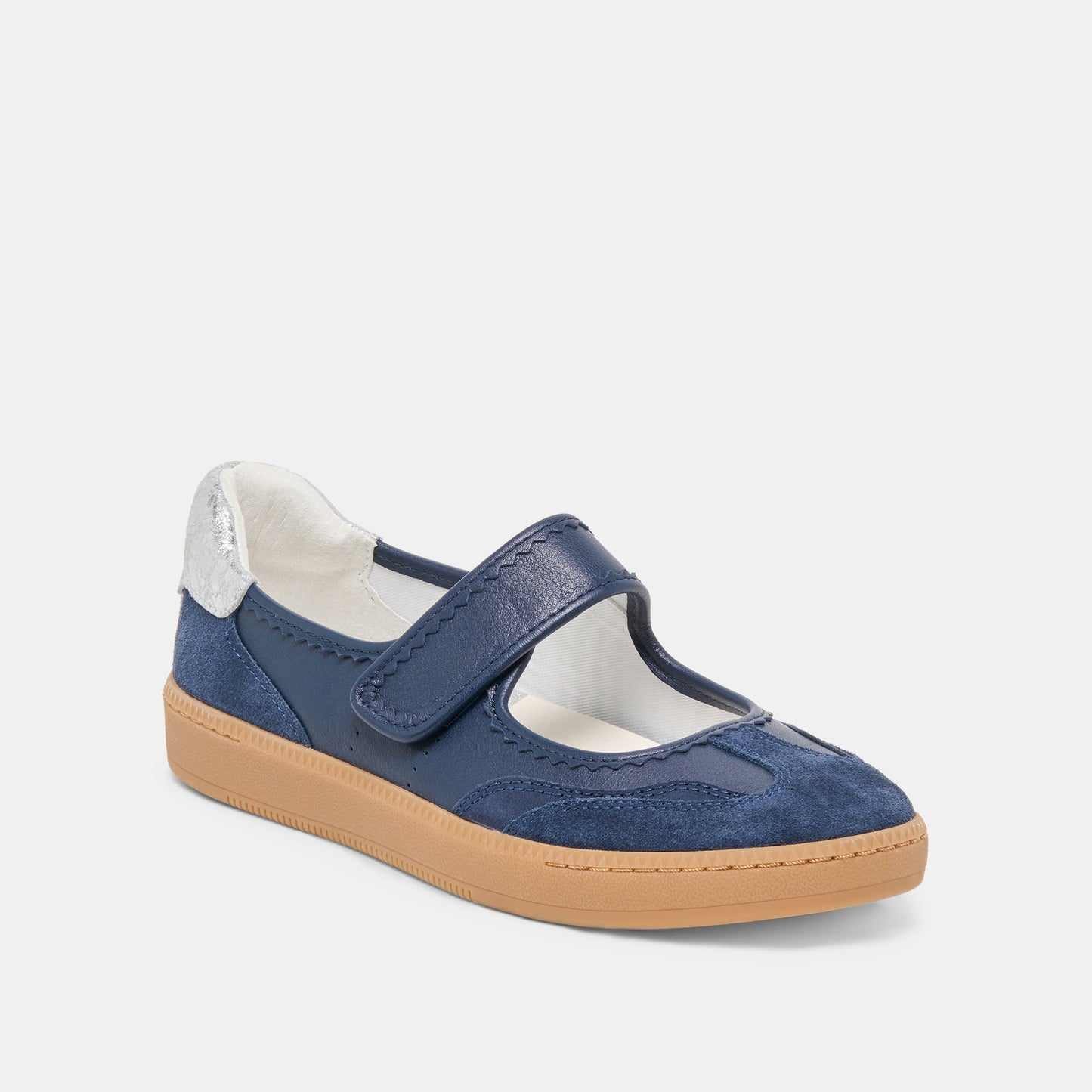 NANET Dk Navy Suede Mary-Jane Ballet Sneakers