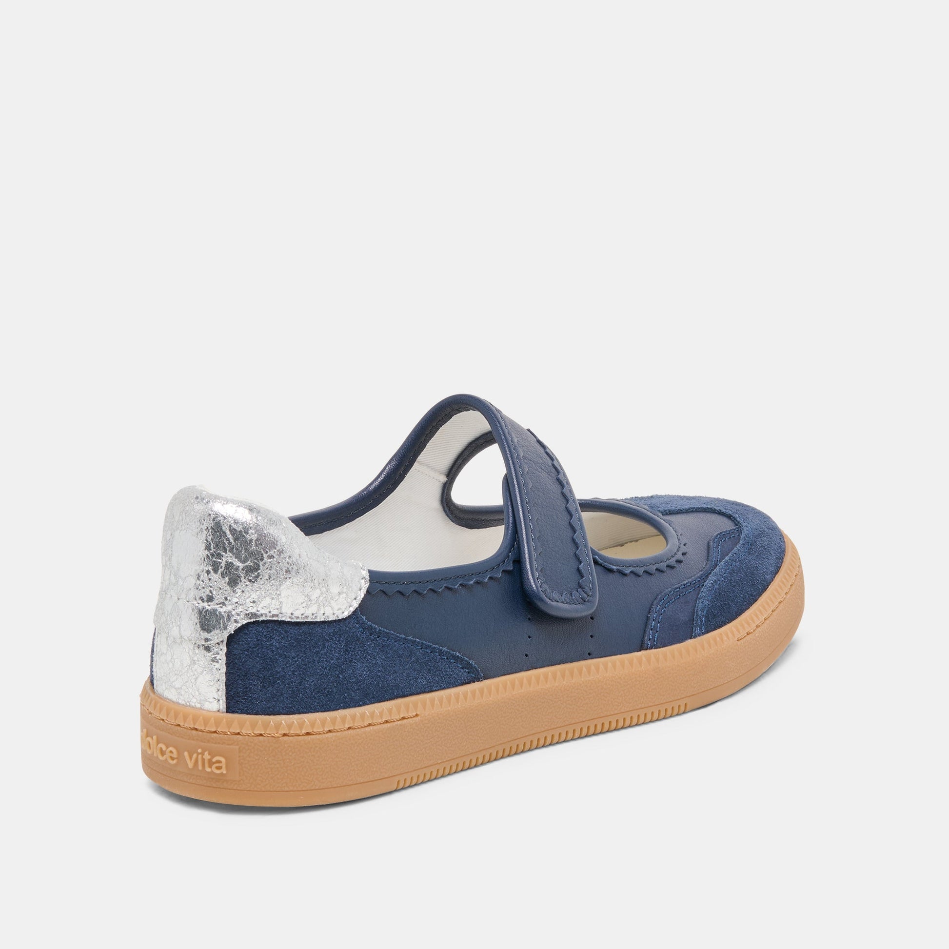 NANET Dk Navy Suede Mary-Jane Ballet Sneakers