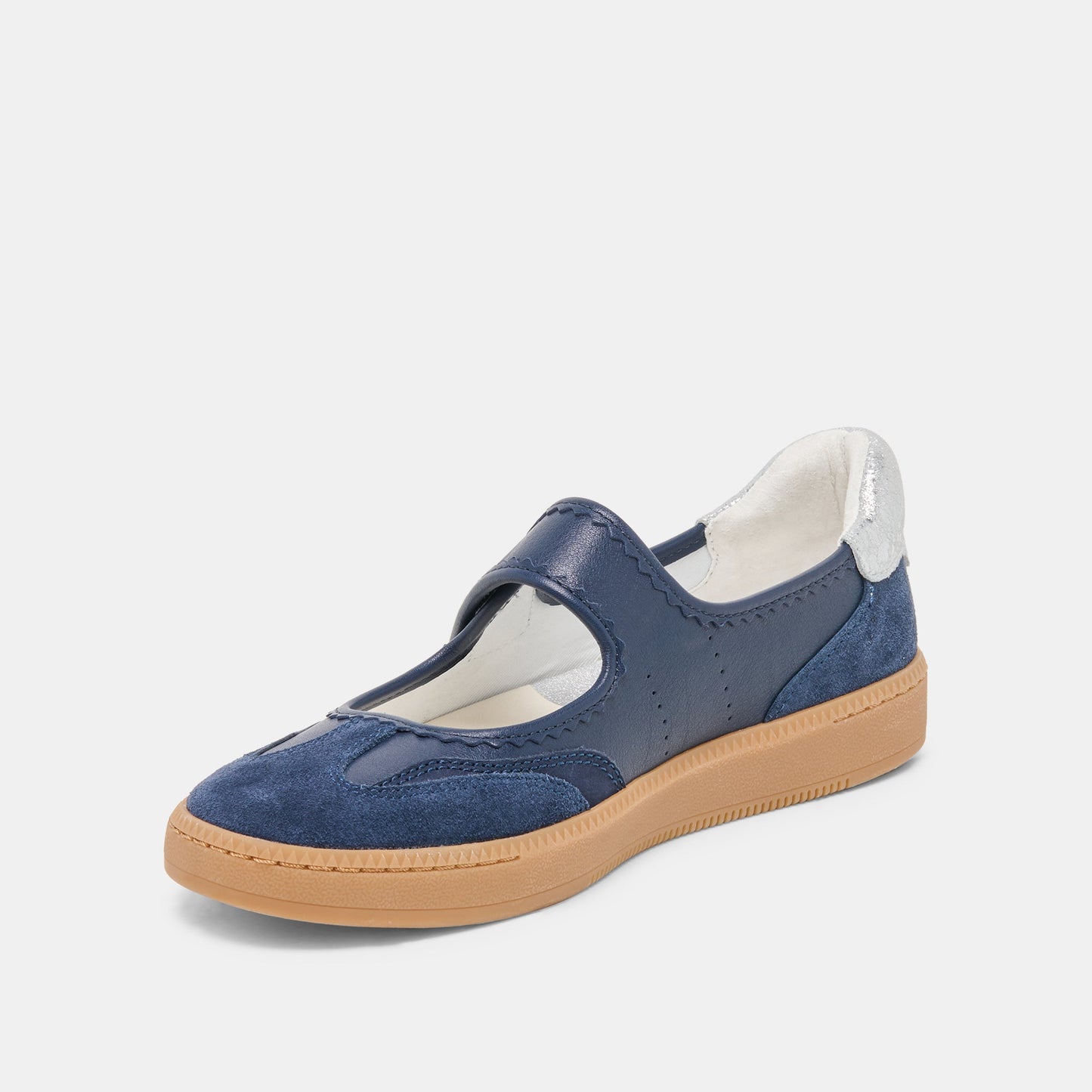 NANET Dk Navy Suede Mary-Jane Ballet Sneakers