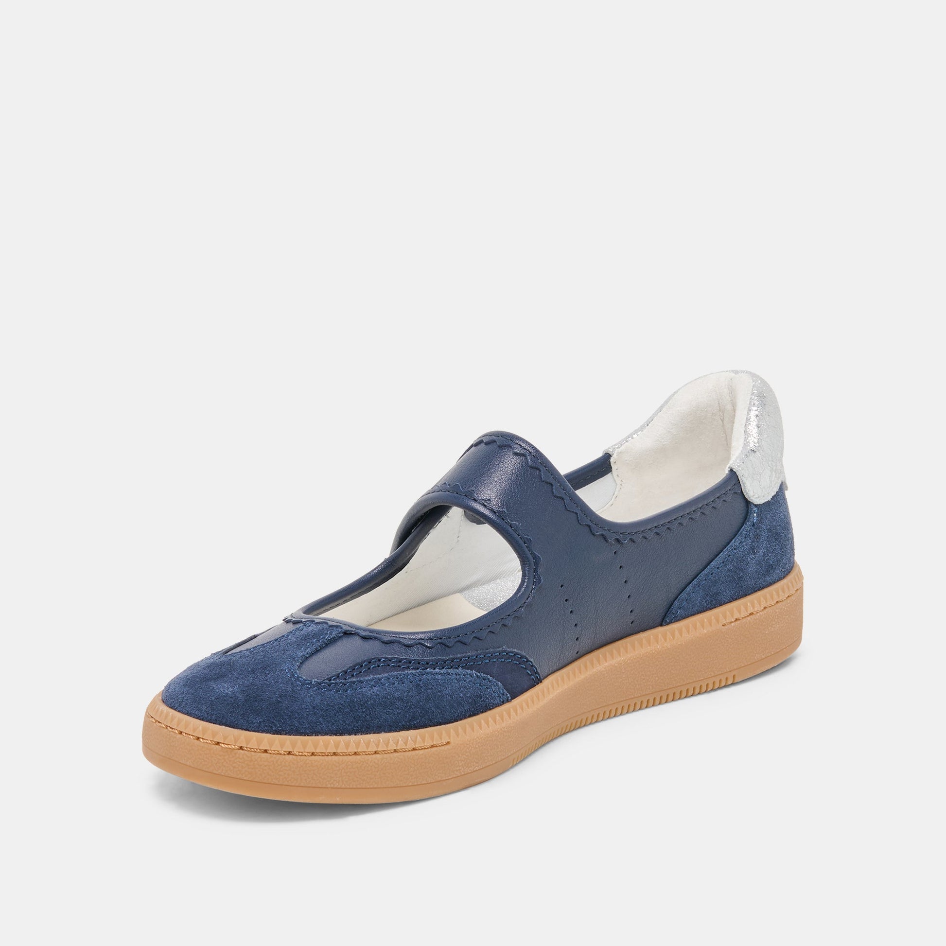 NANET Dk Navy Suede Mary-Jane Ballet Sneakers