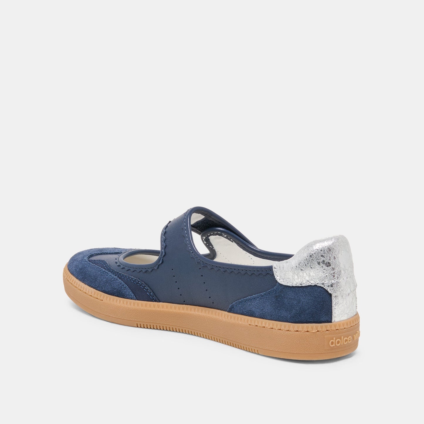 NANET Dk Navy Suede Mary-Jane Ballet Sneakers