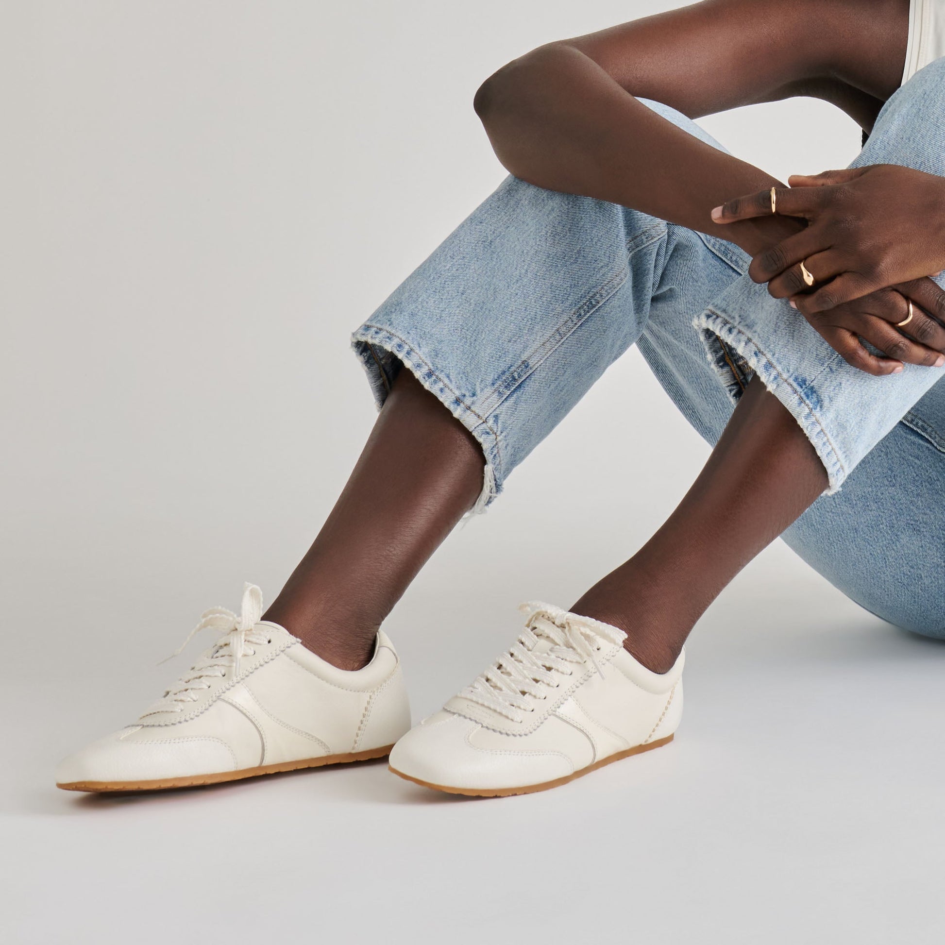Dorie White Leather Sneakers