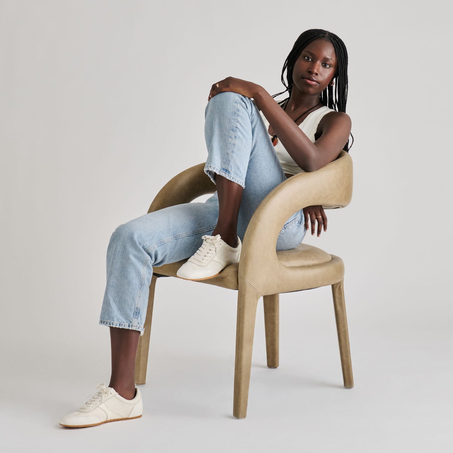 Dorie White Leather Sneakers