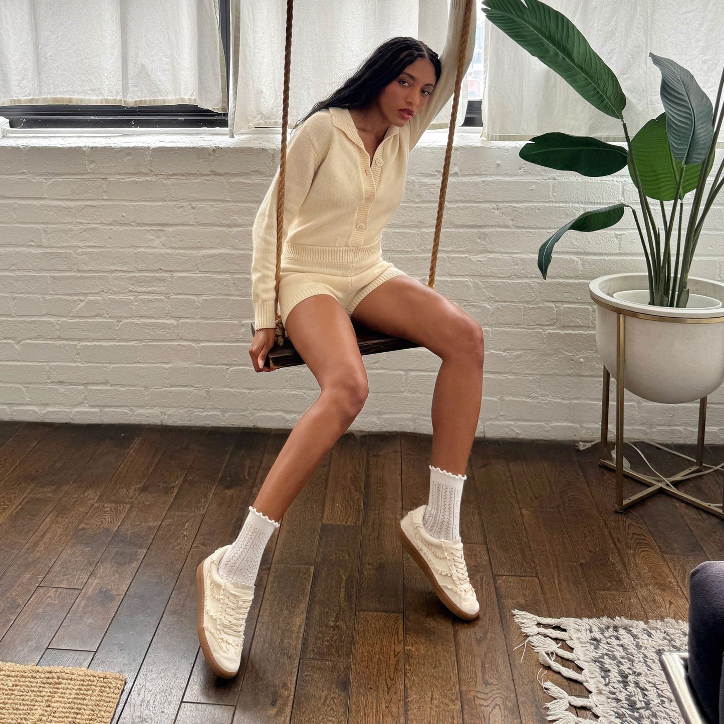 Notice Lace Ivory Suede Sneakers