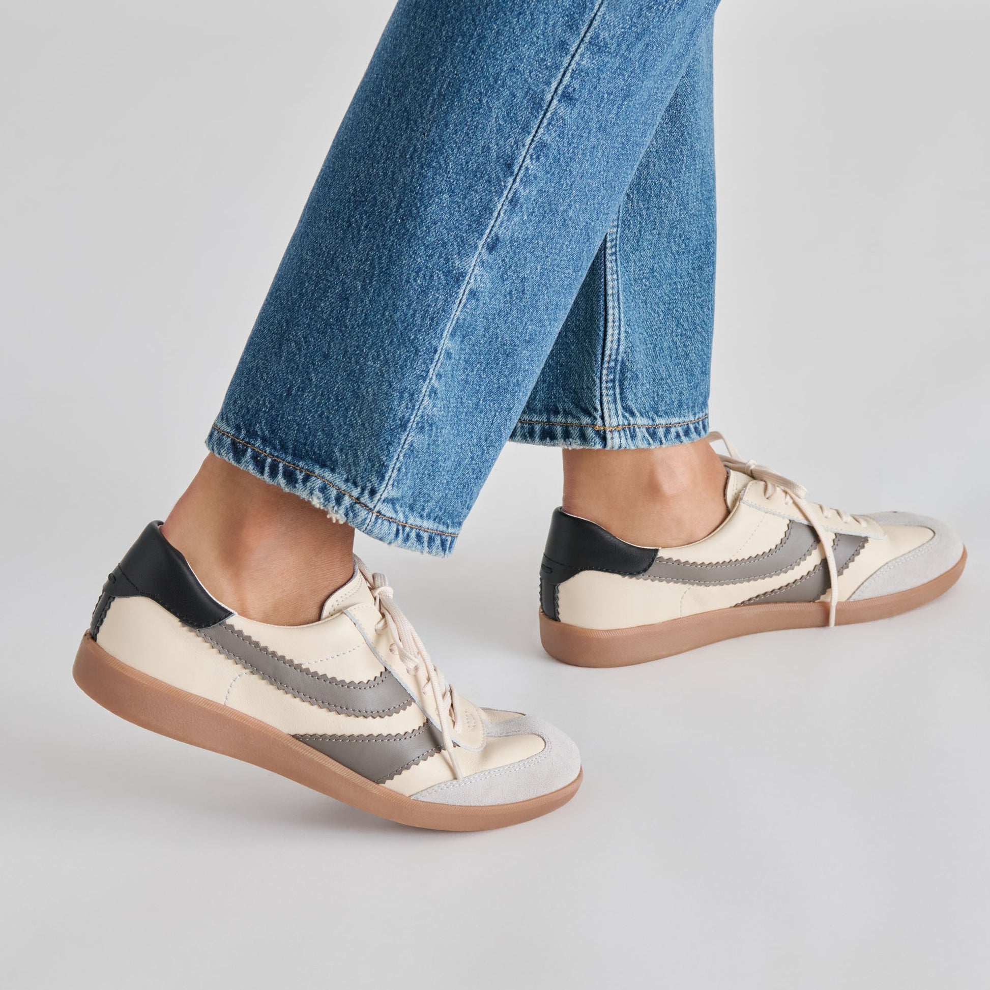 Merit White Grey Leather Sneakers